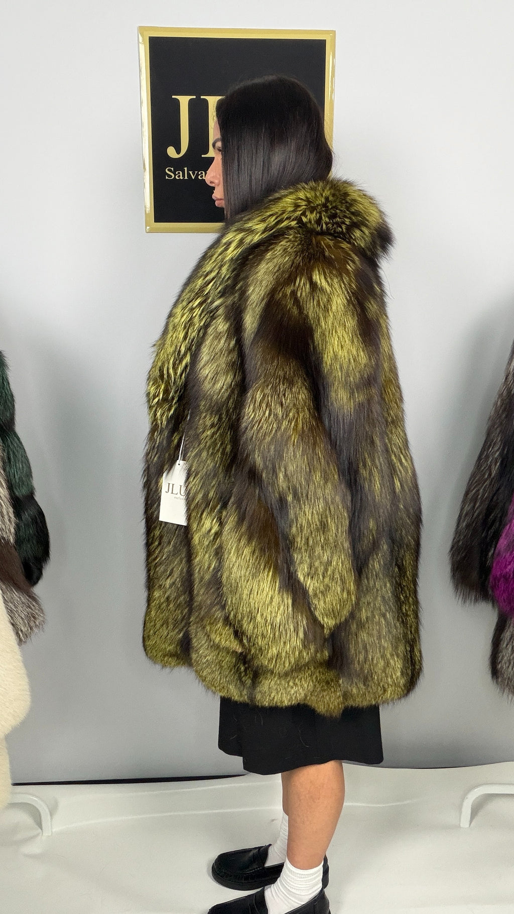 Giacca in Volpe Argentata Gialla – 85 cm – dettaglio 4