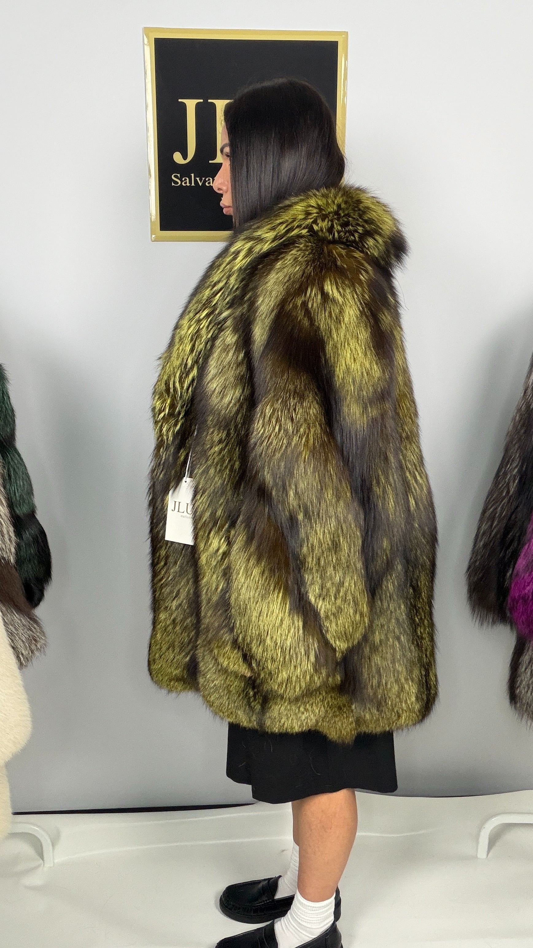 Giacca in Volpe Argentata Gialla – 85 cm – dettaglio 4