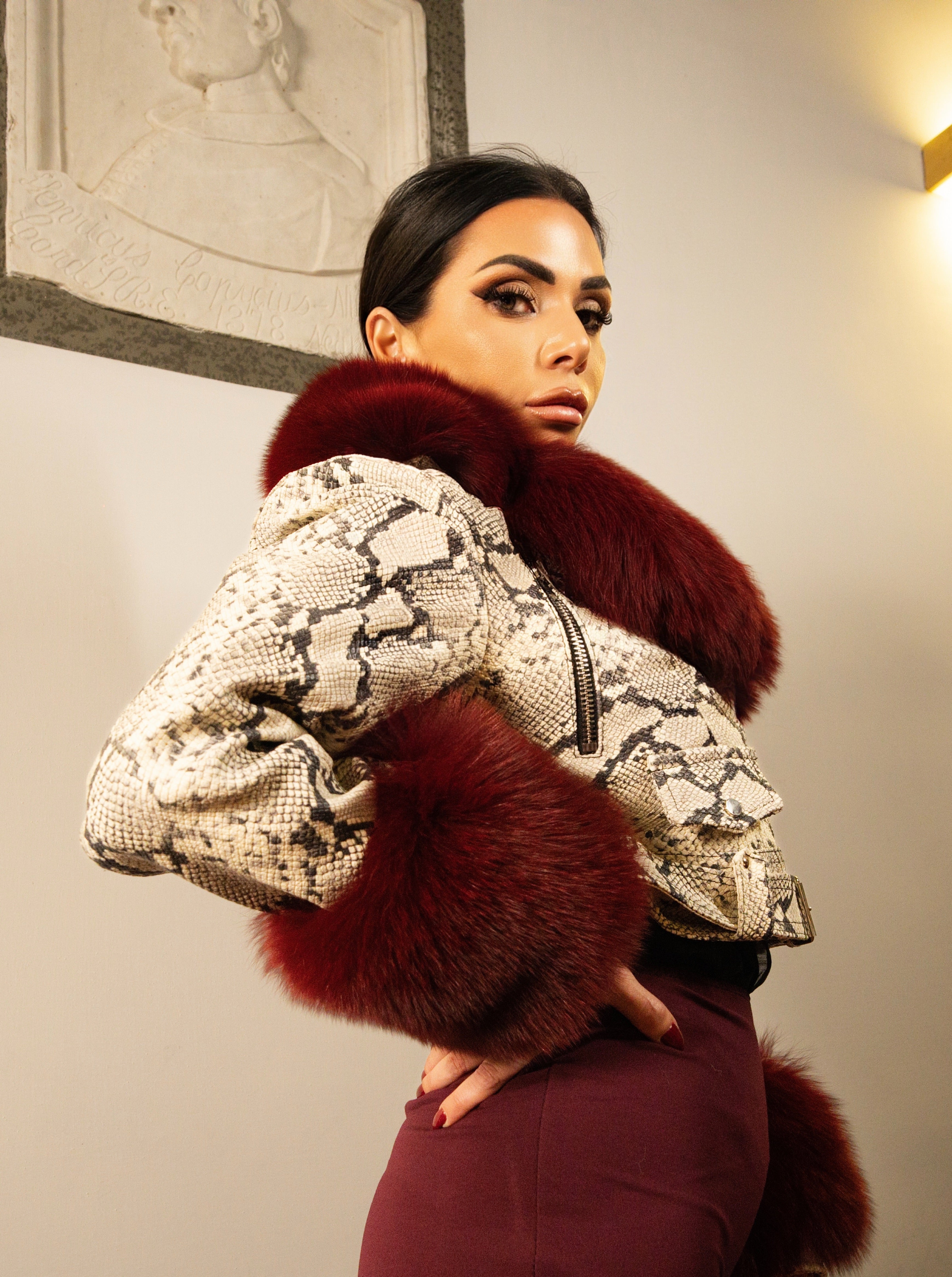 Giacca crop in pelle