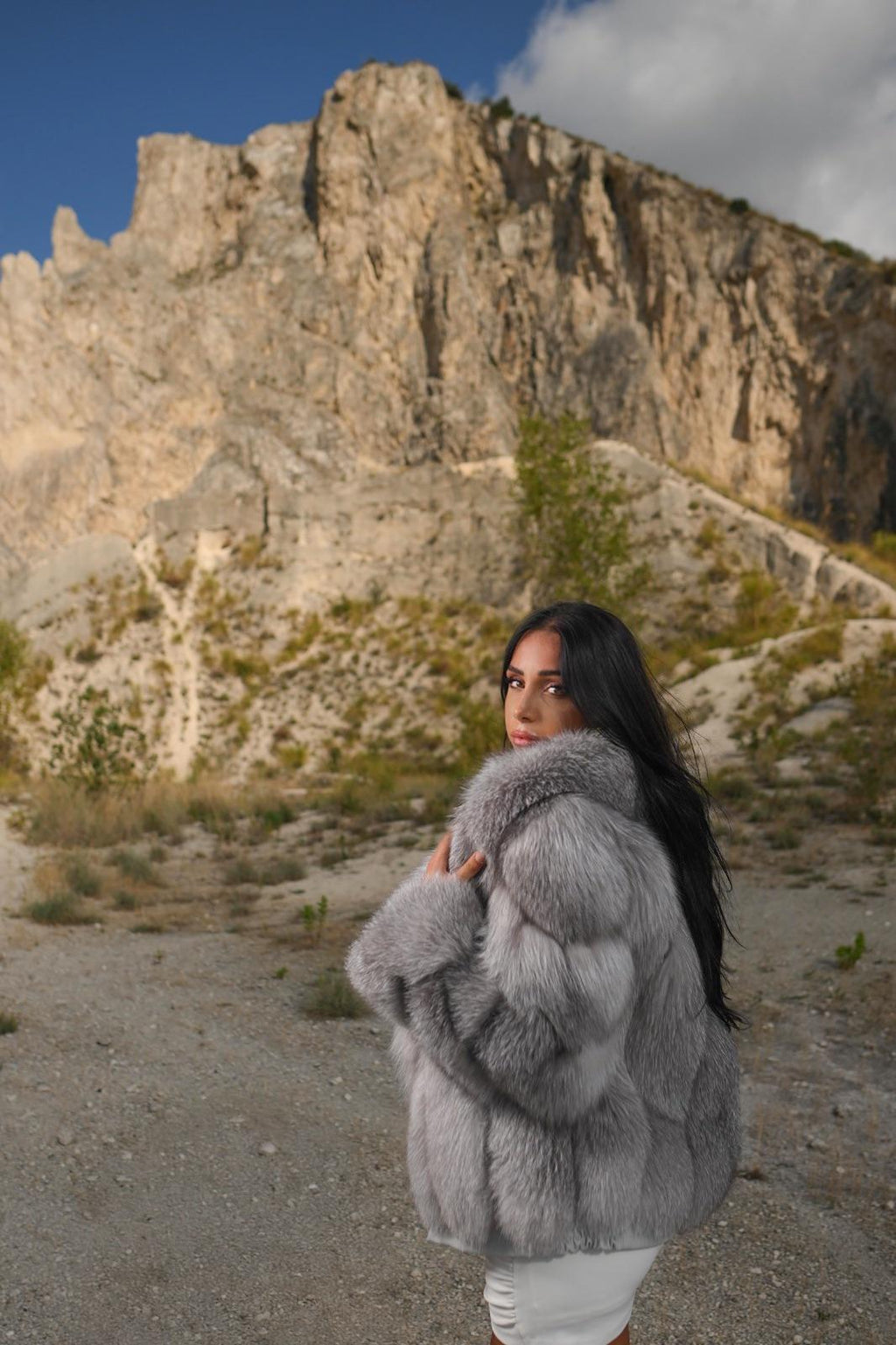 Giacca in volpe sapphire frost