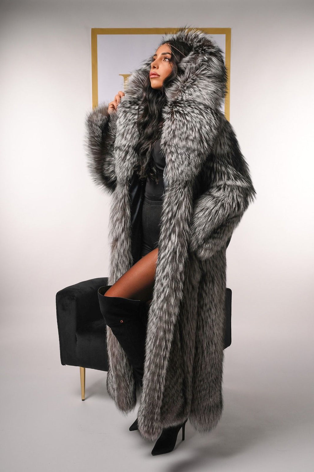 Cappotto in volpe argentata