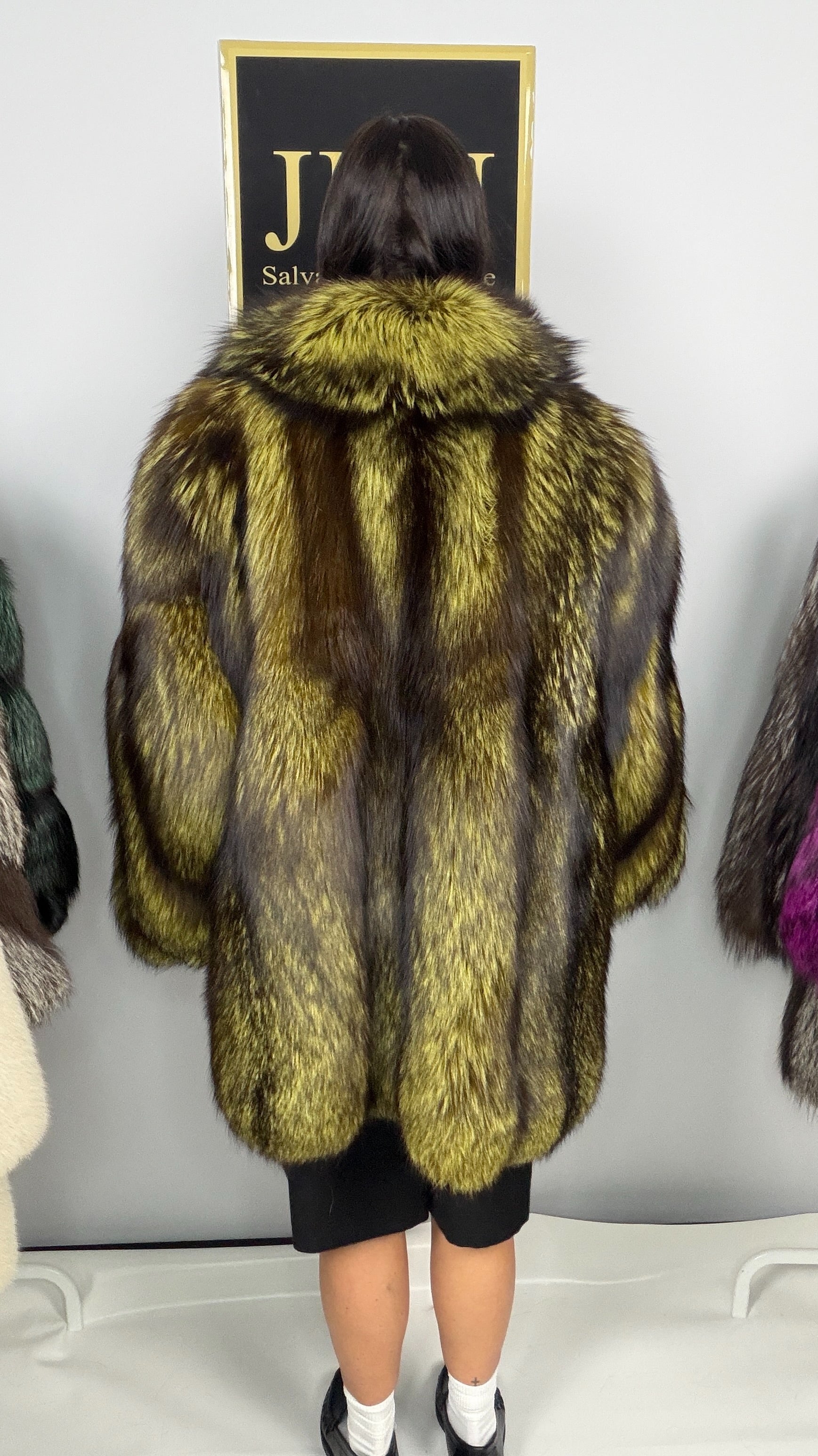 Giacca in Volpe Argentata Gialla – 85 cm – dettaglio 6