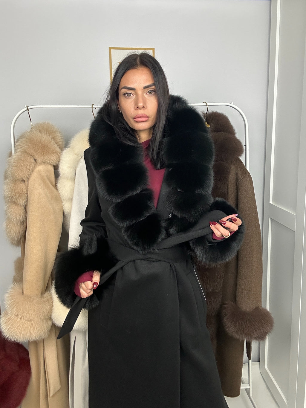 Cappotto in lana e volpe