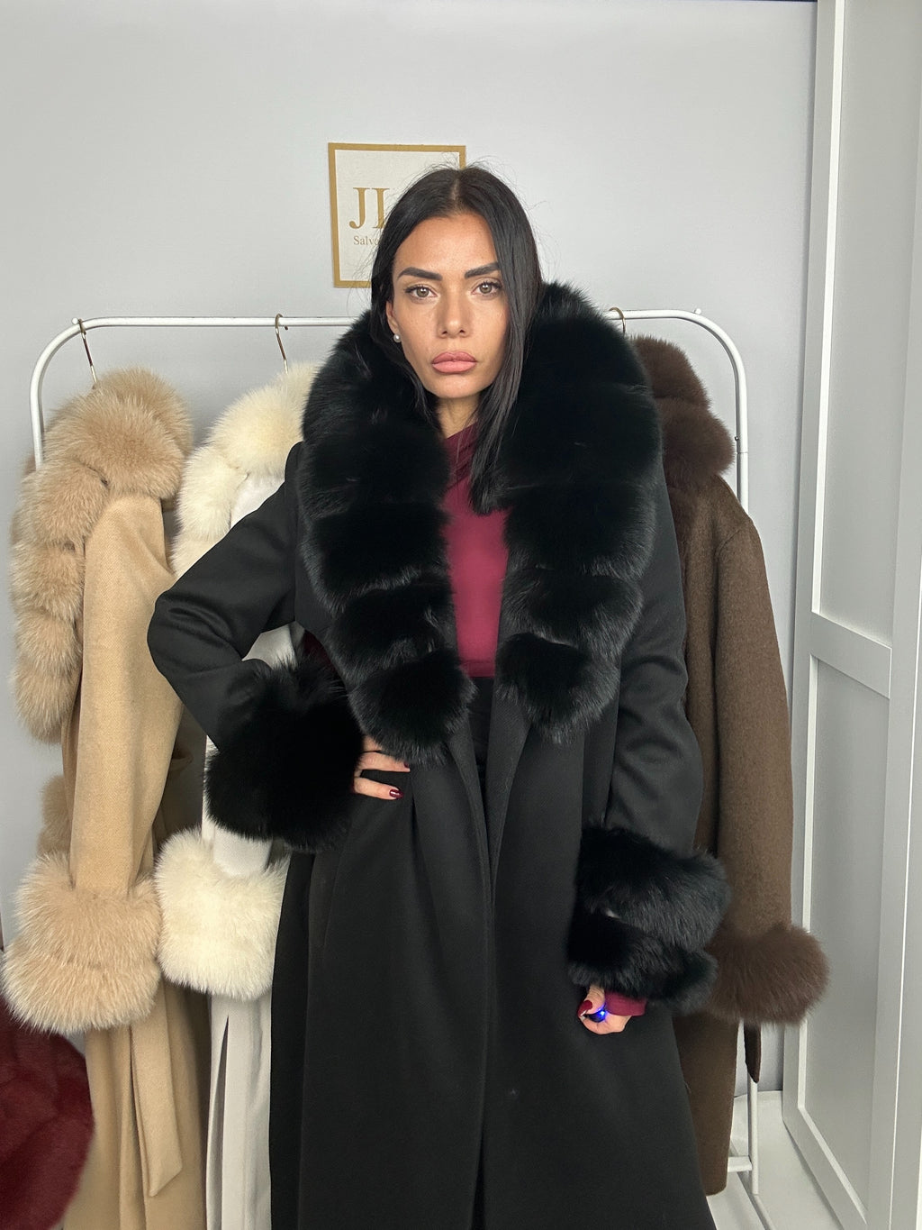 Cappotto in lana e volpe