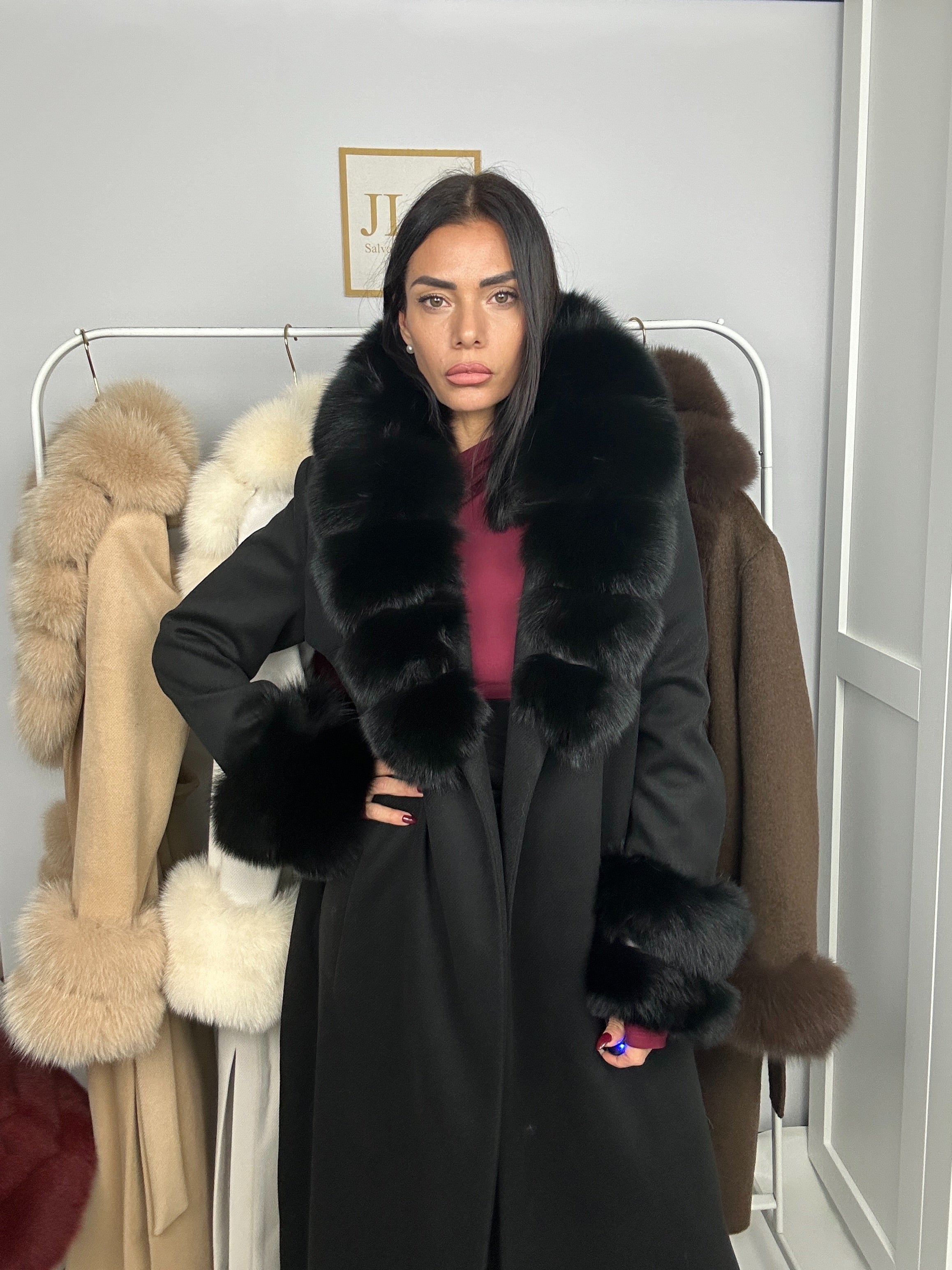 Cappotto in lana e volpe