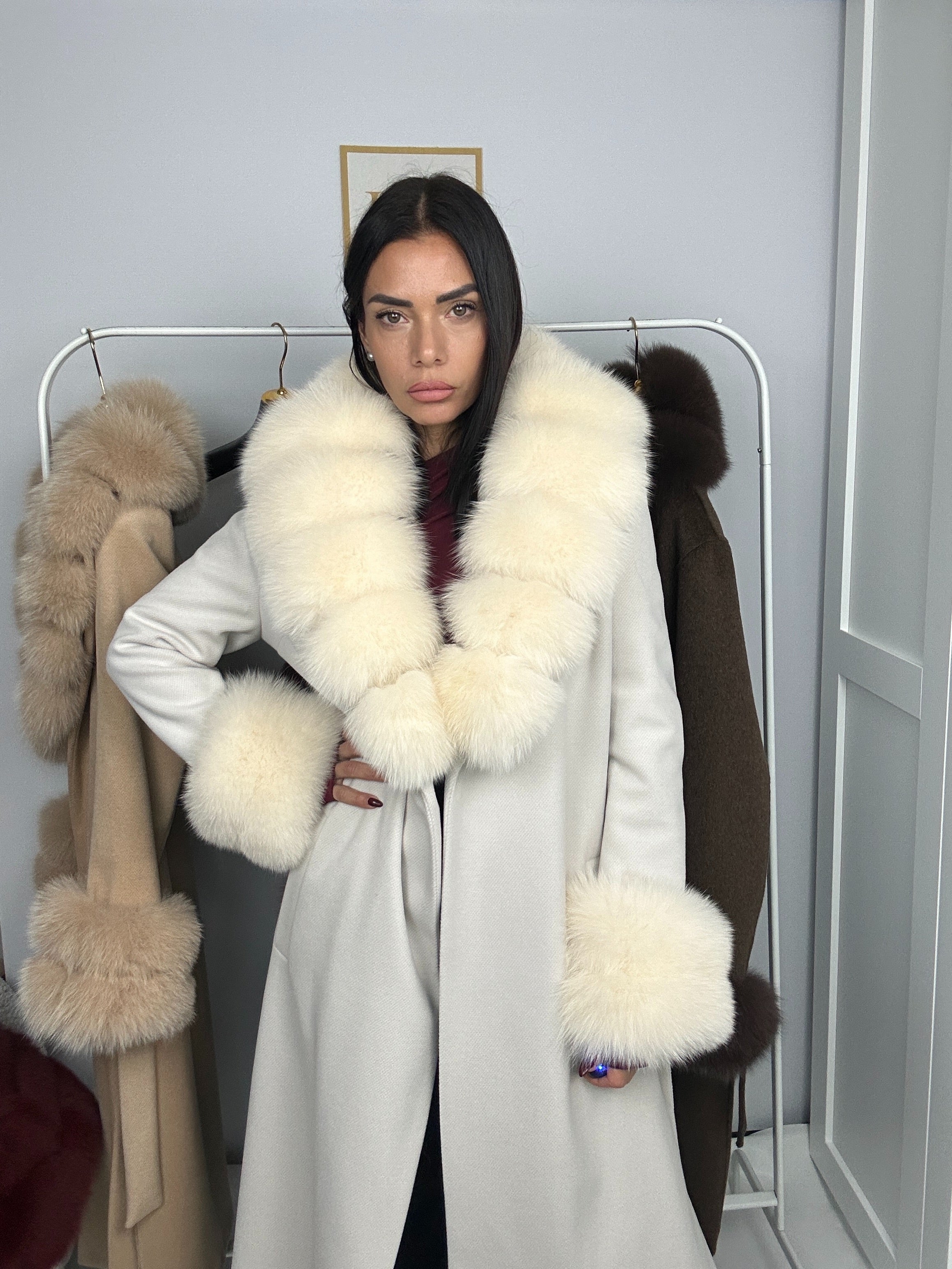 Cappotto in lana e volpe