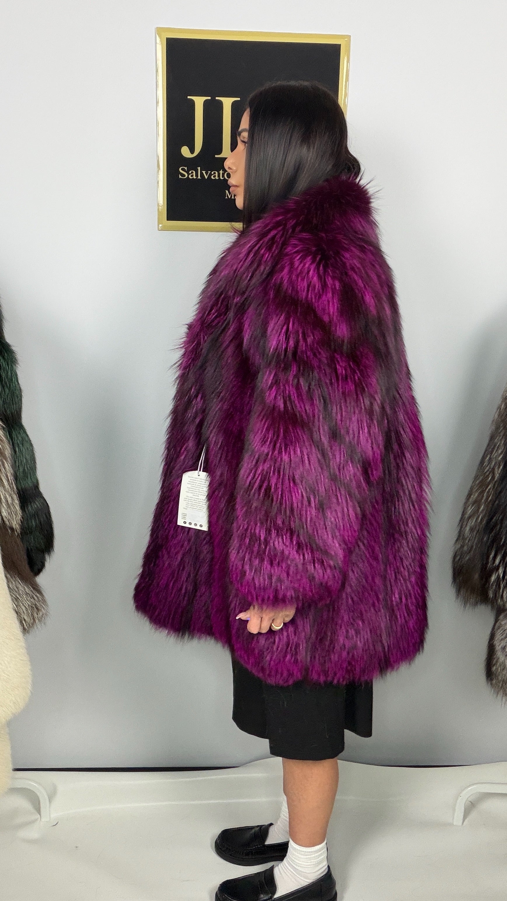 Giacca in Volpe Argentata Fucsia – 80 cm – dettaglio 4