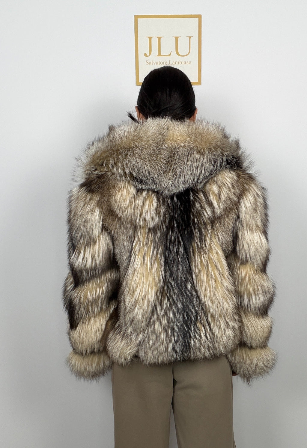 Giacca in Volpe Decolorata Pelle Intera con Collo Sciallato – 60 cm – dettaglio 7