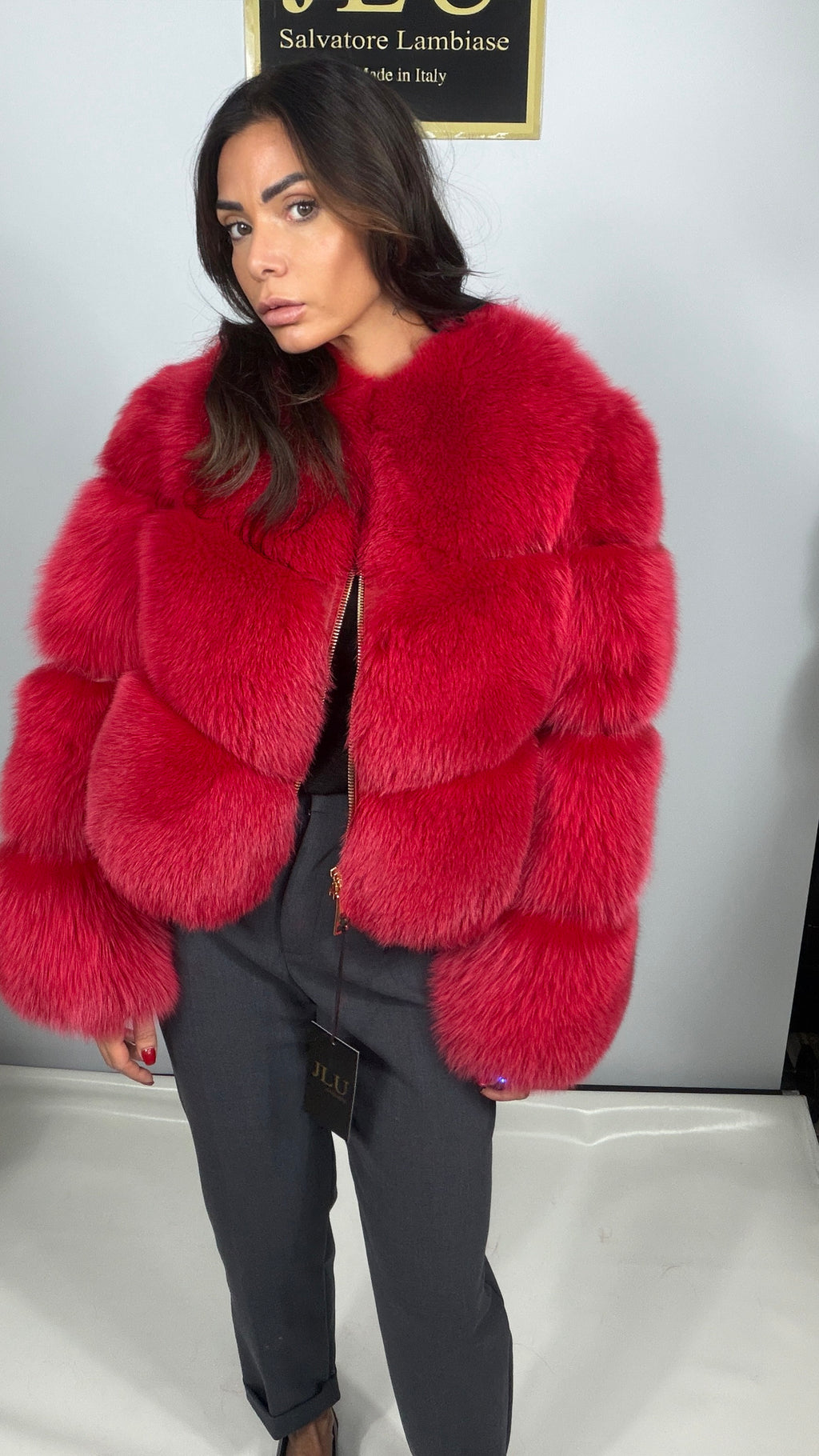Giacca in volpe rossa collo Chanel