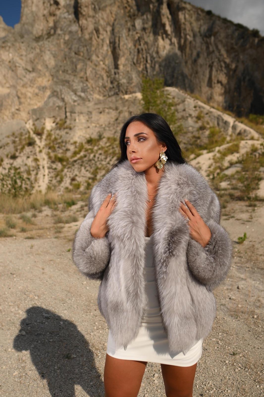 Giacca in volpe sapphire frost