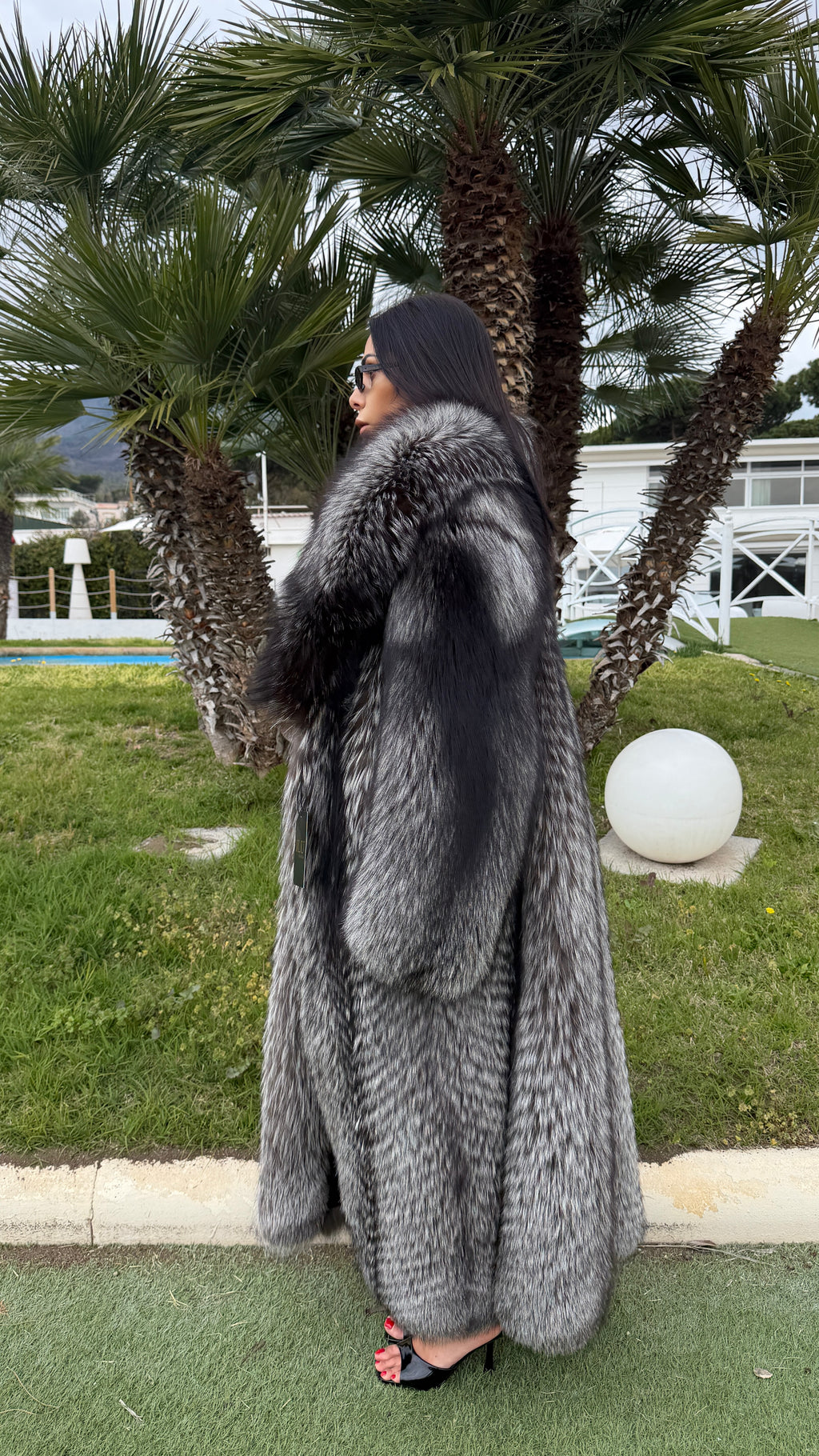 Cappotto in volpe argentata filettata – dettaglio 3