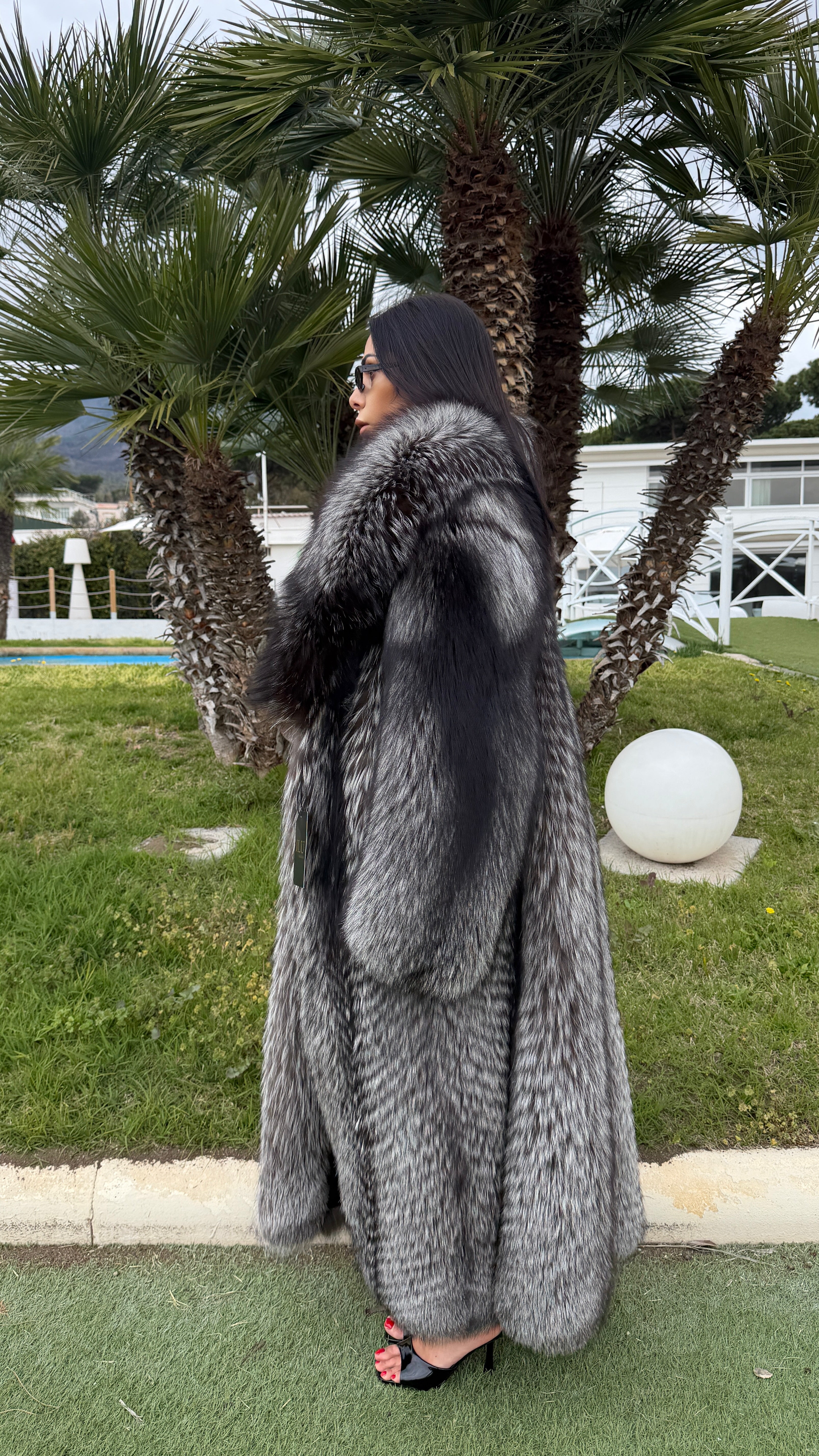 Cappotto in volpe argentata filettata – dettaglio 3