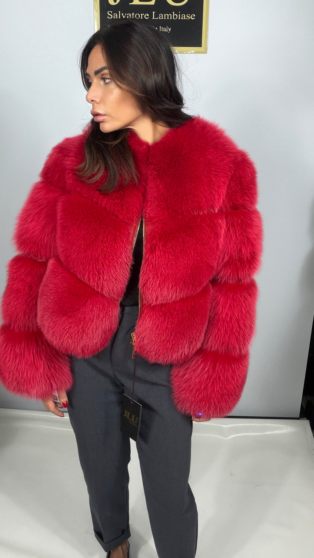 Giacca in volpe rossa collo Chanel