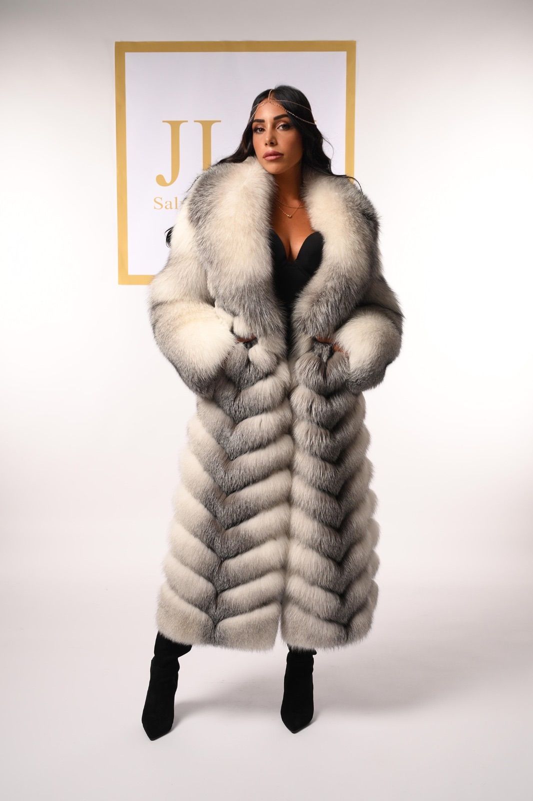 Cappotto in volpe shadow blue frost