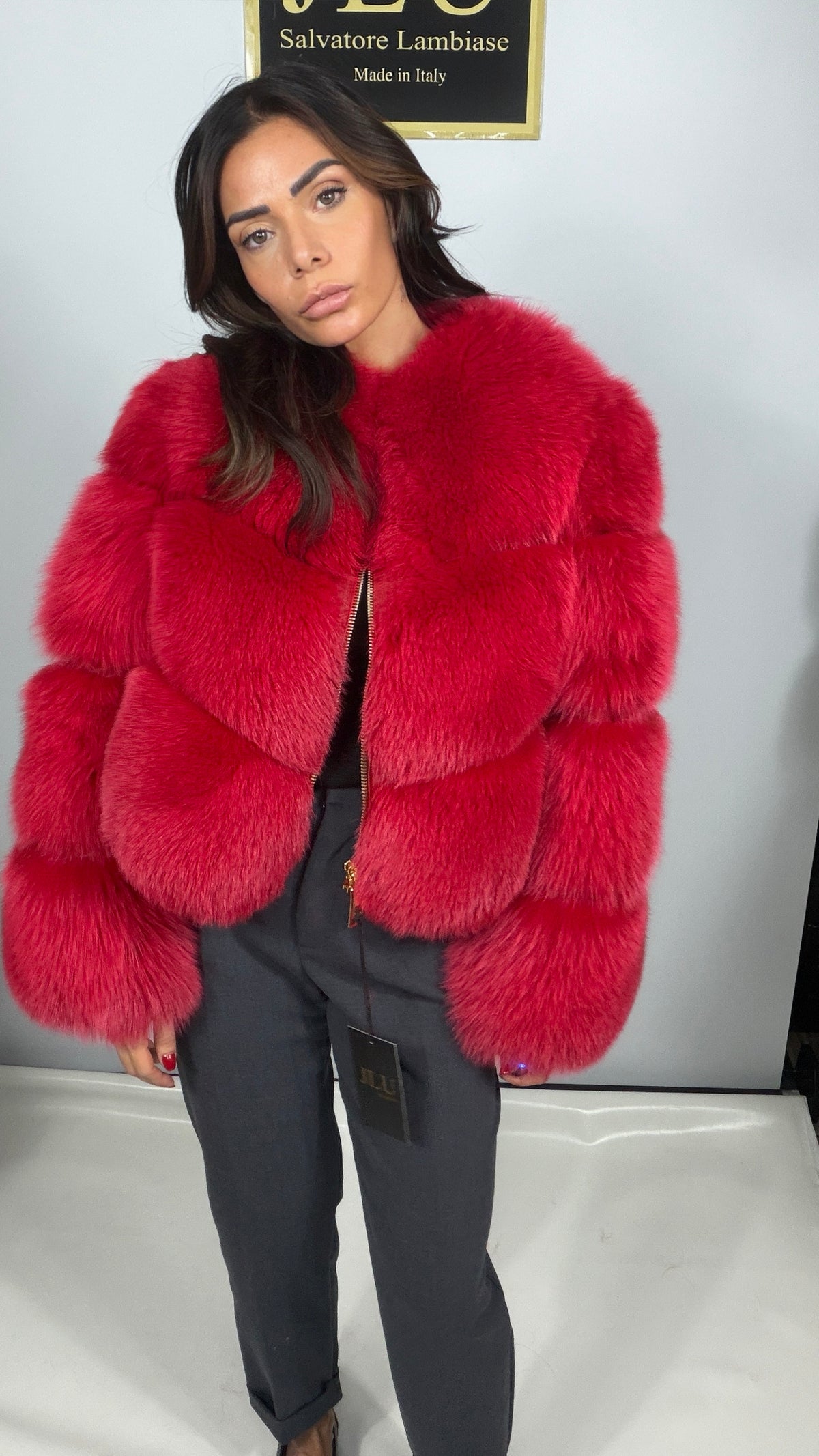 Giacca in volpe rossa collo Chanel