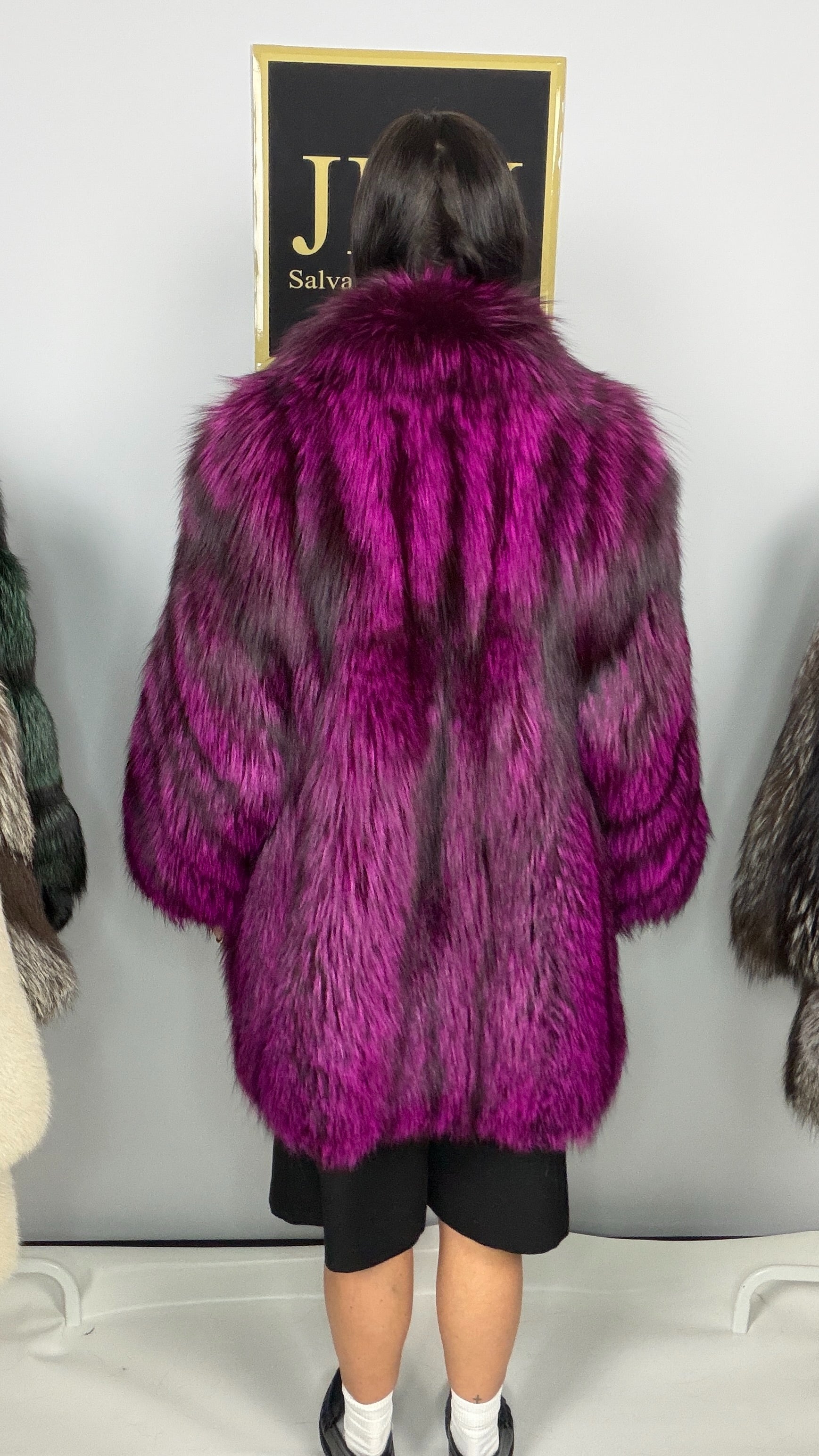Giacca in Volpe Argentata Fucsia – 80 cm – dettaglio 6