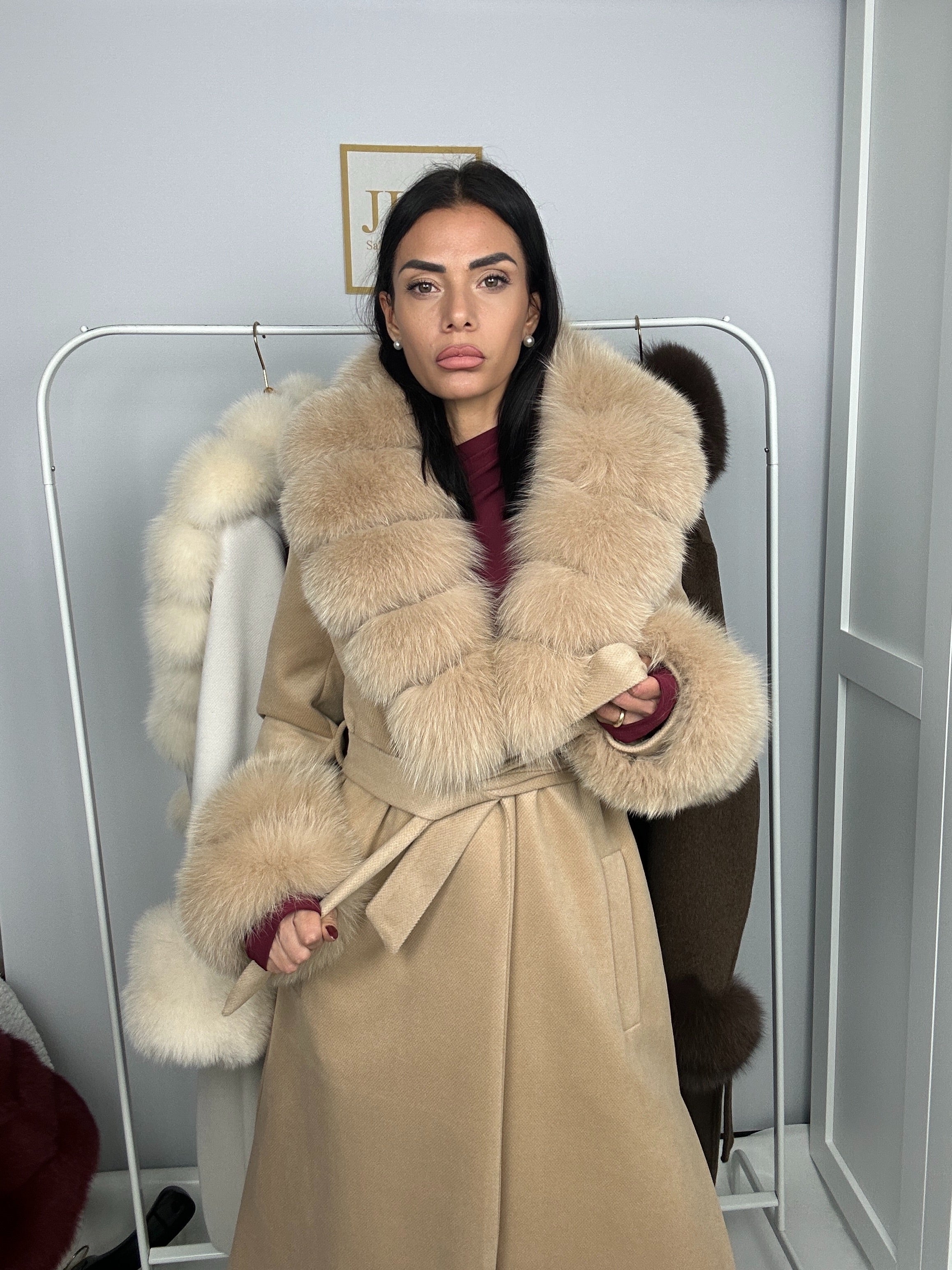 Cappotto in lana e volpe