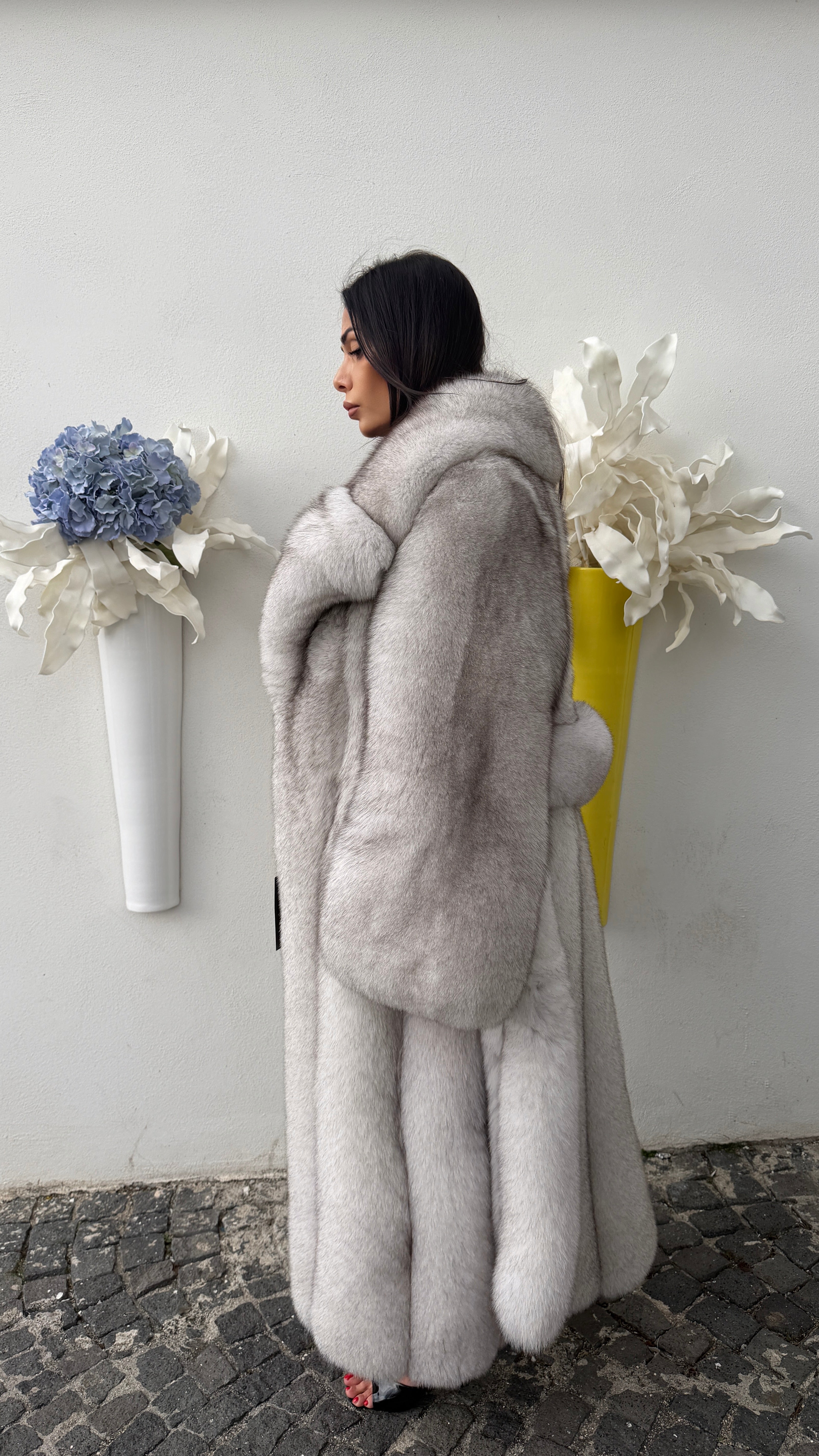 Cappotto in Volpe di Groenlandia Pelle Intera con Collo e Bavero – dettaglio 4