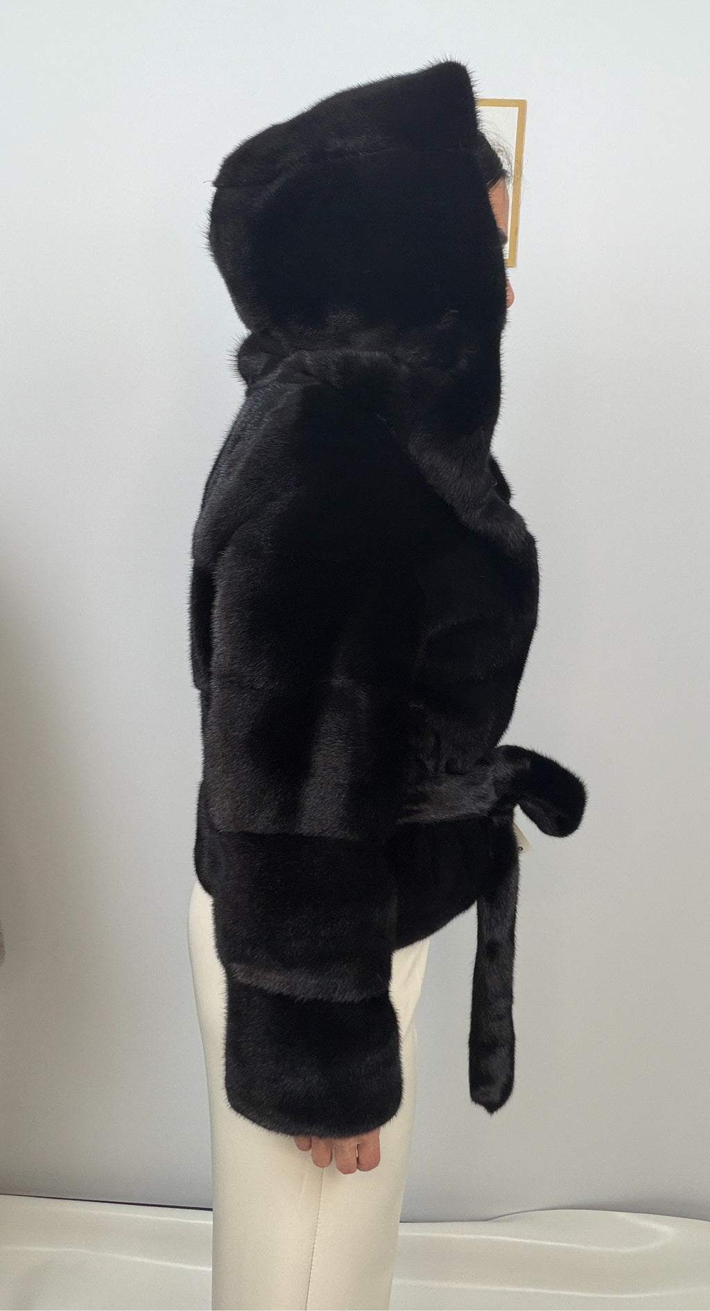 Giacca in Visone Blackglama con Collo e Cappuccio Sciallato – dettaglio 5