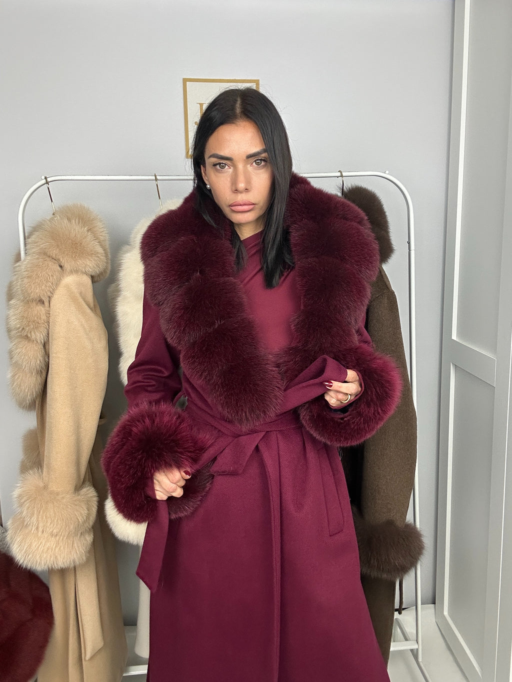 Cappotto in lana e volpe