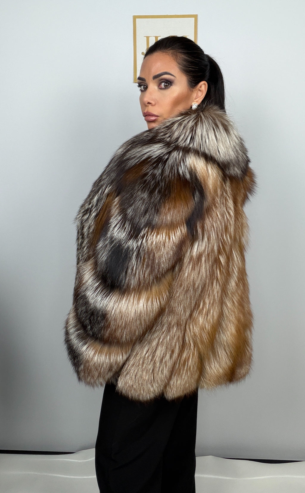 Giacca in volpe argentata decolorata