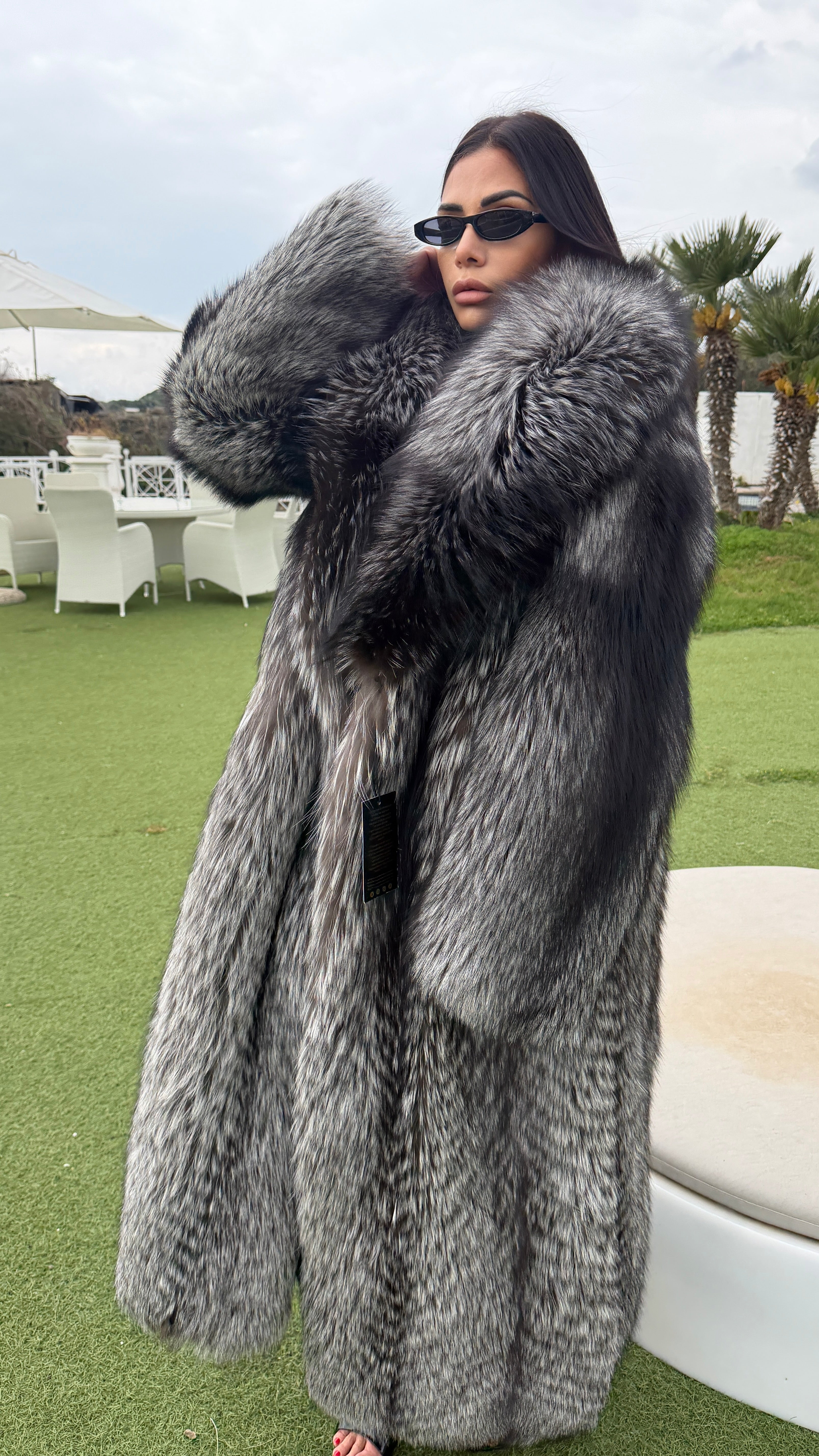 Cappotto in volpe argentata filettata – dettaglio 2