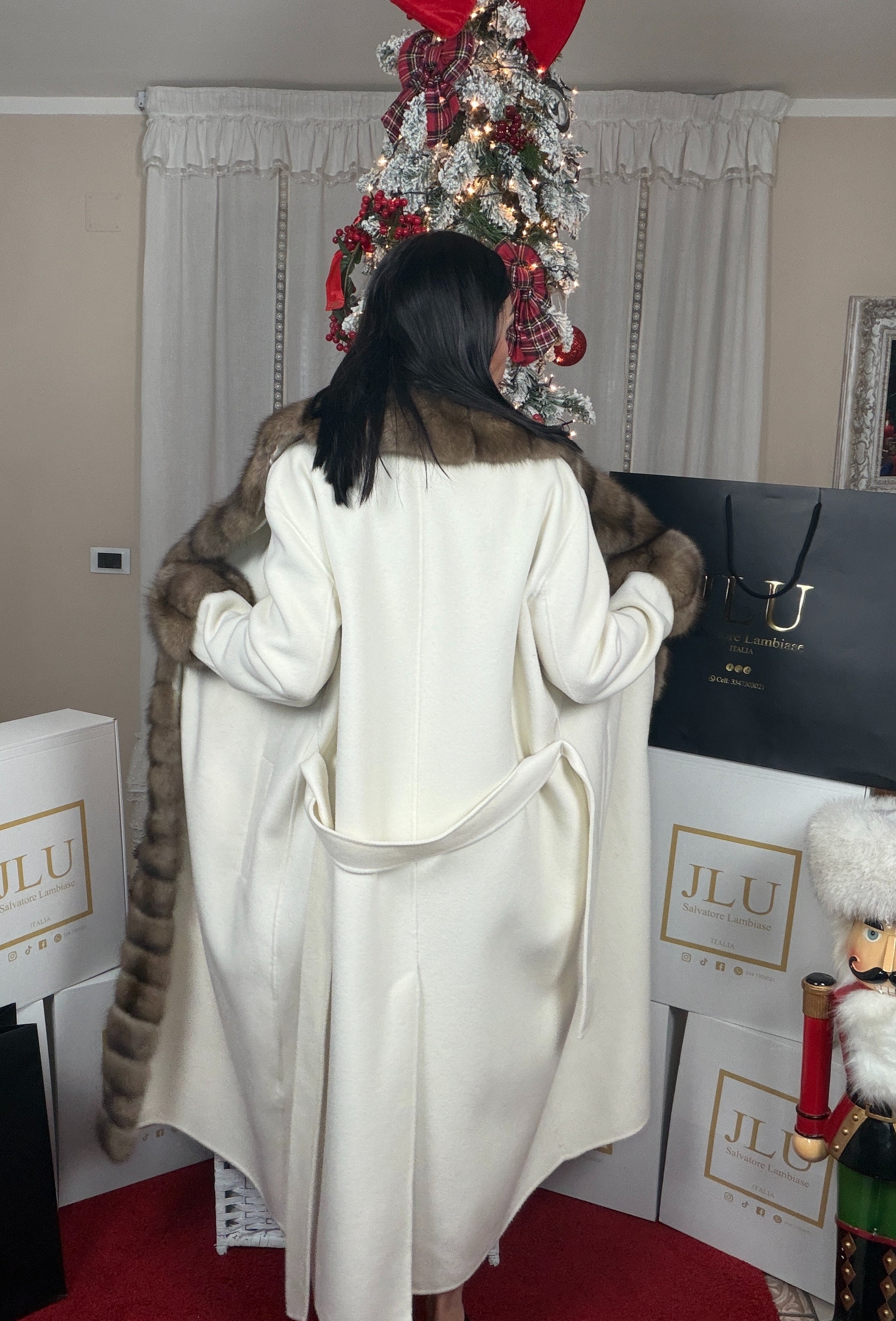 Cappotto in cashmere e zibellino