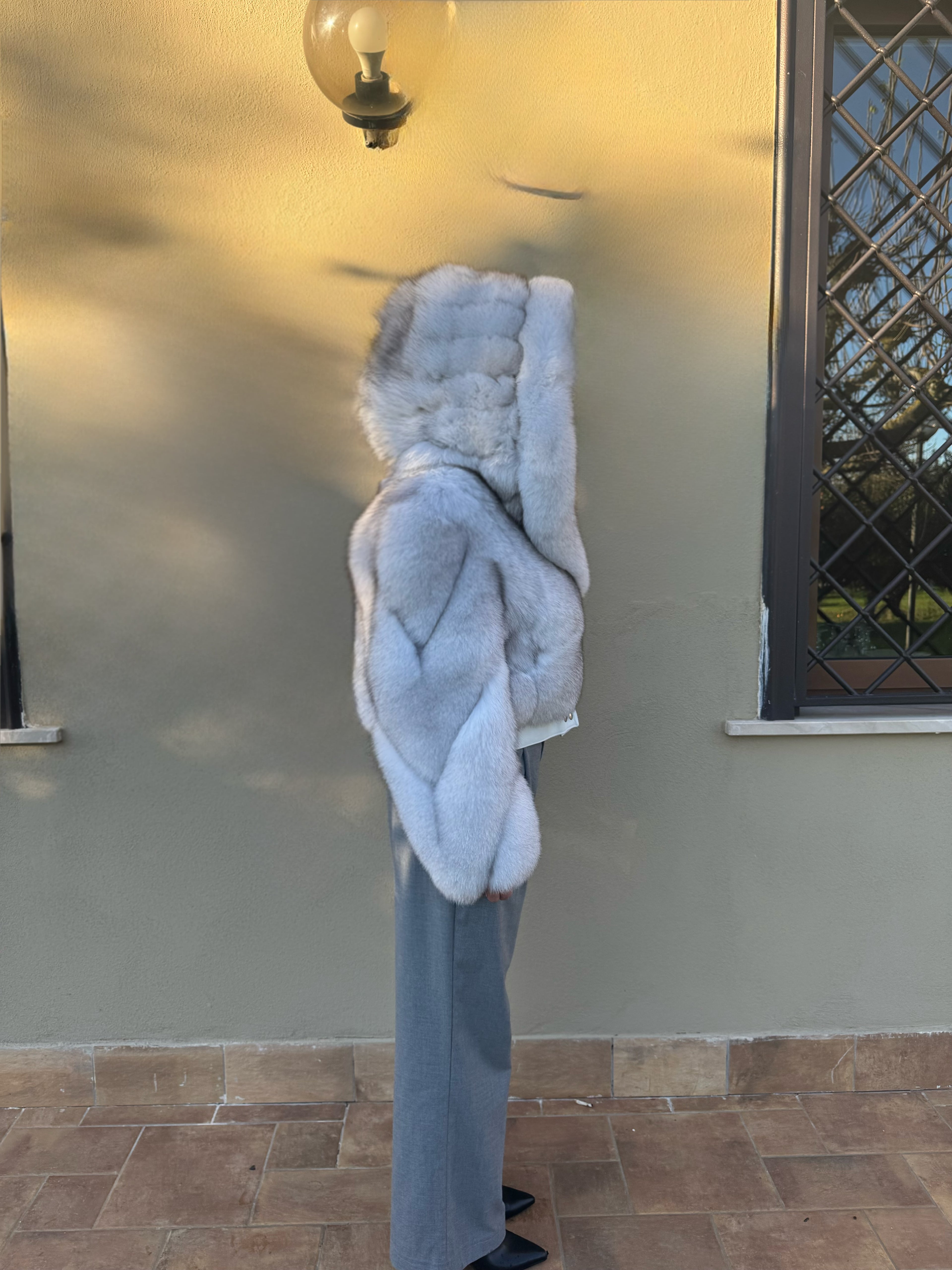 Giacca crop in volpe