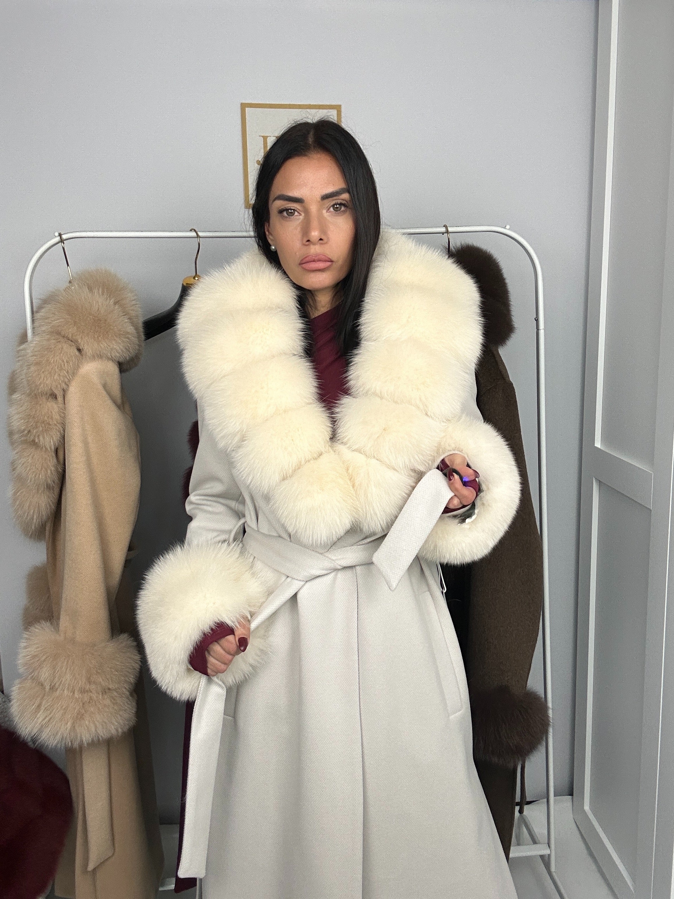 Cappotto in lana e volpe