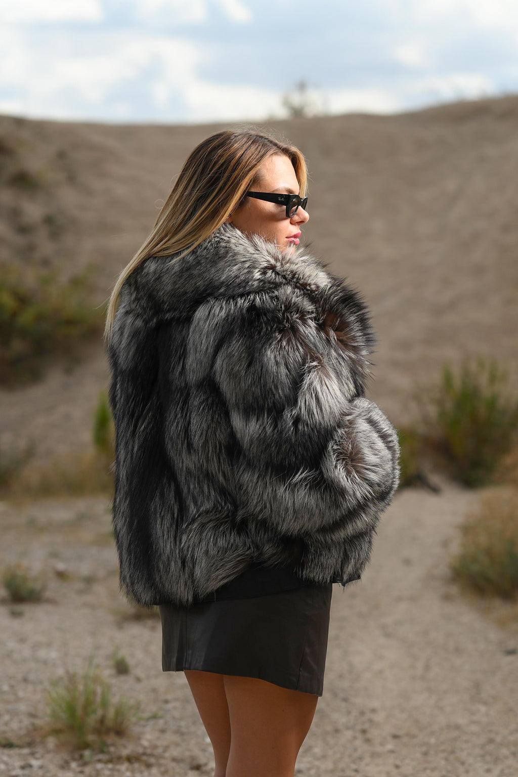 Giacca in volpe argentata