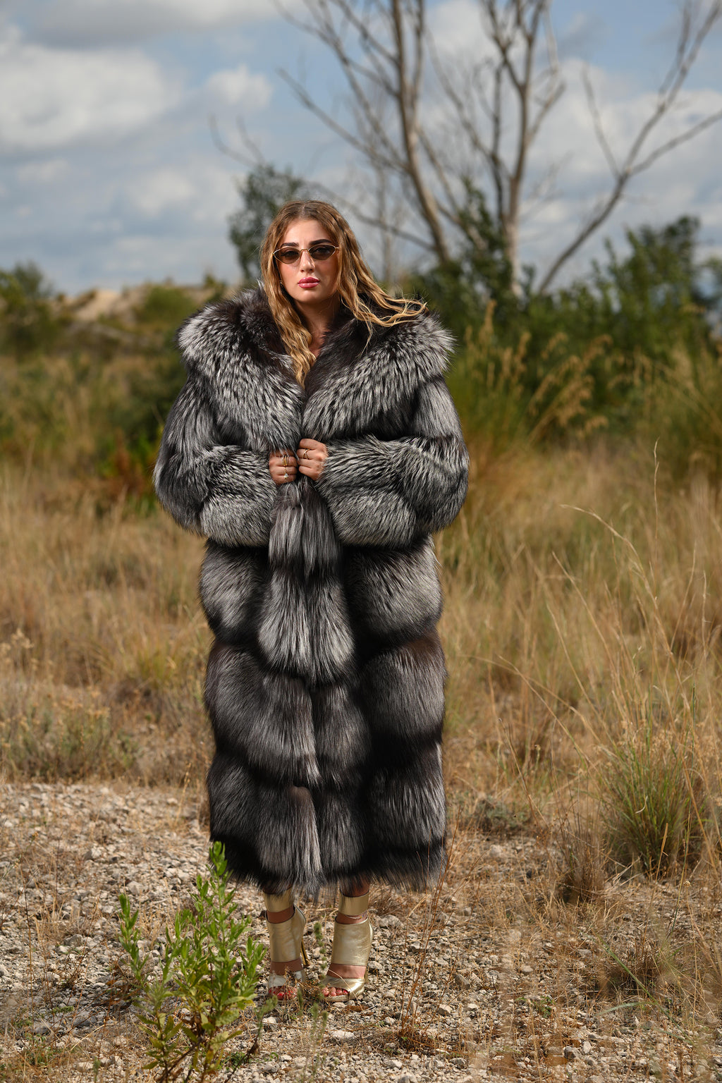 Cappotto in volpe argentata