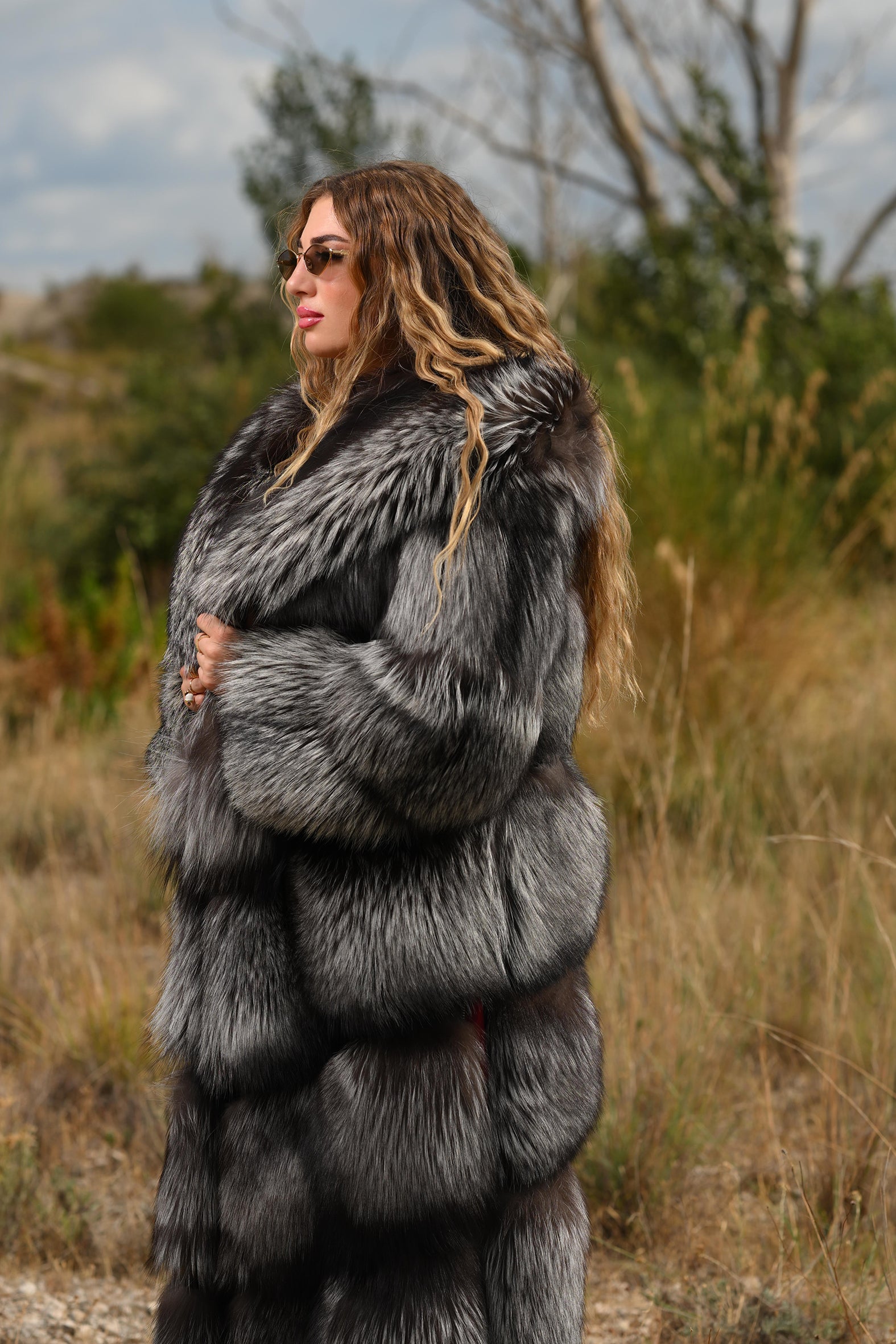 Cappotto in volpe argentata