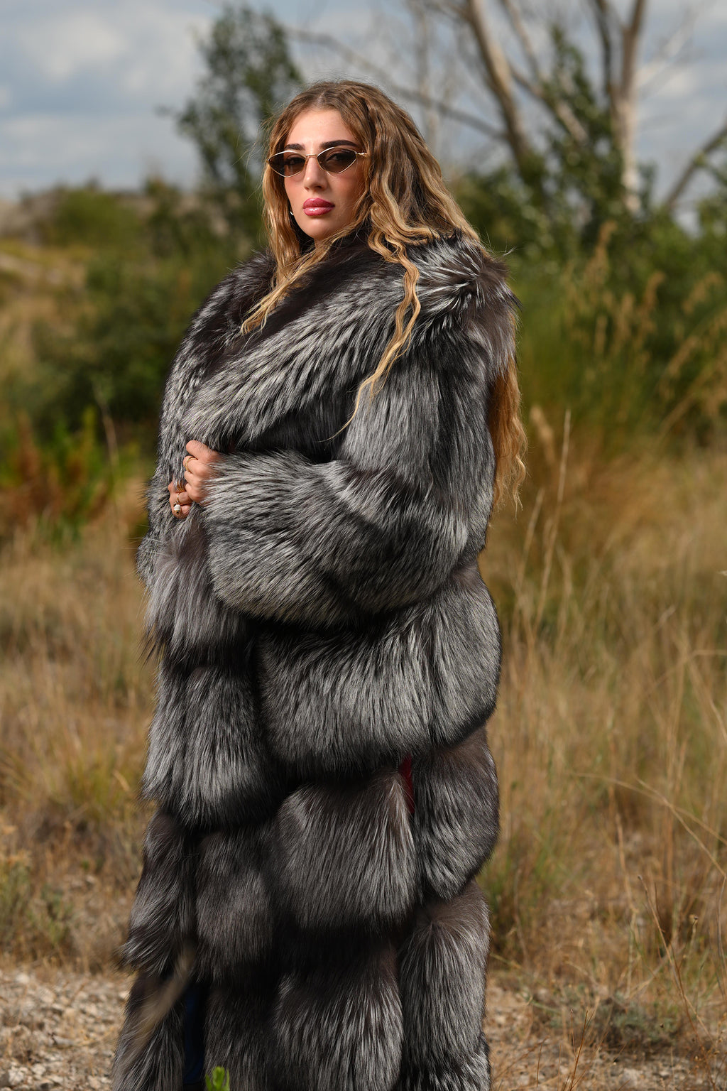 Cappotto in volpe argentata