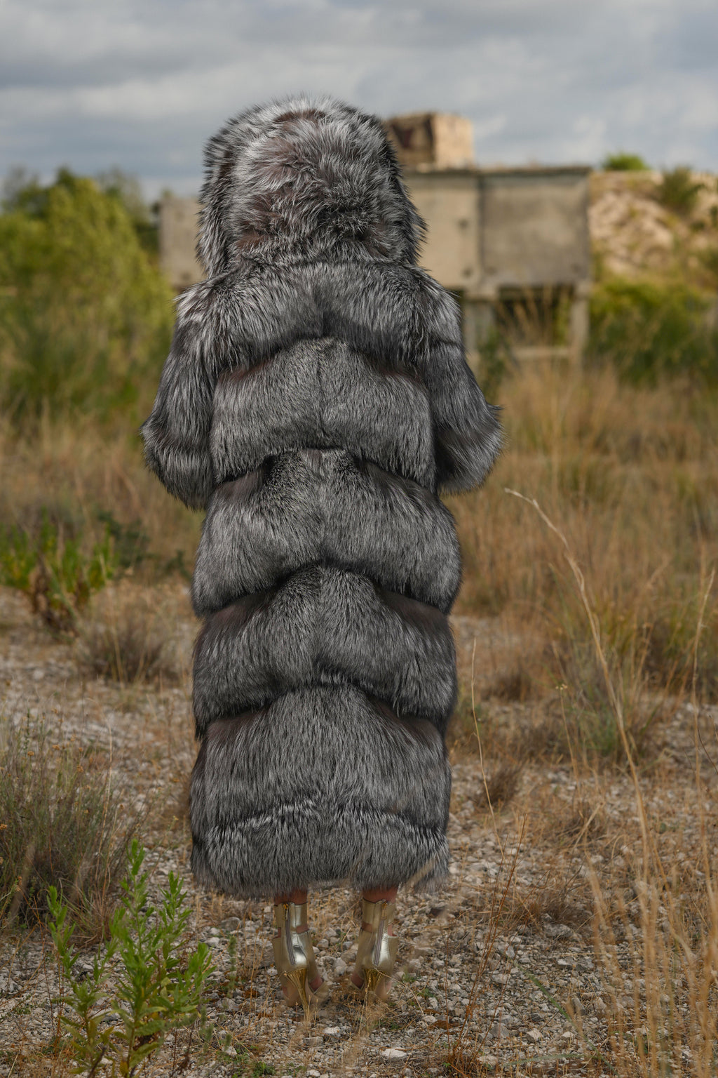 Cappotto in volpe argentata