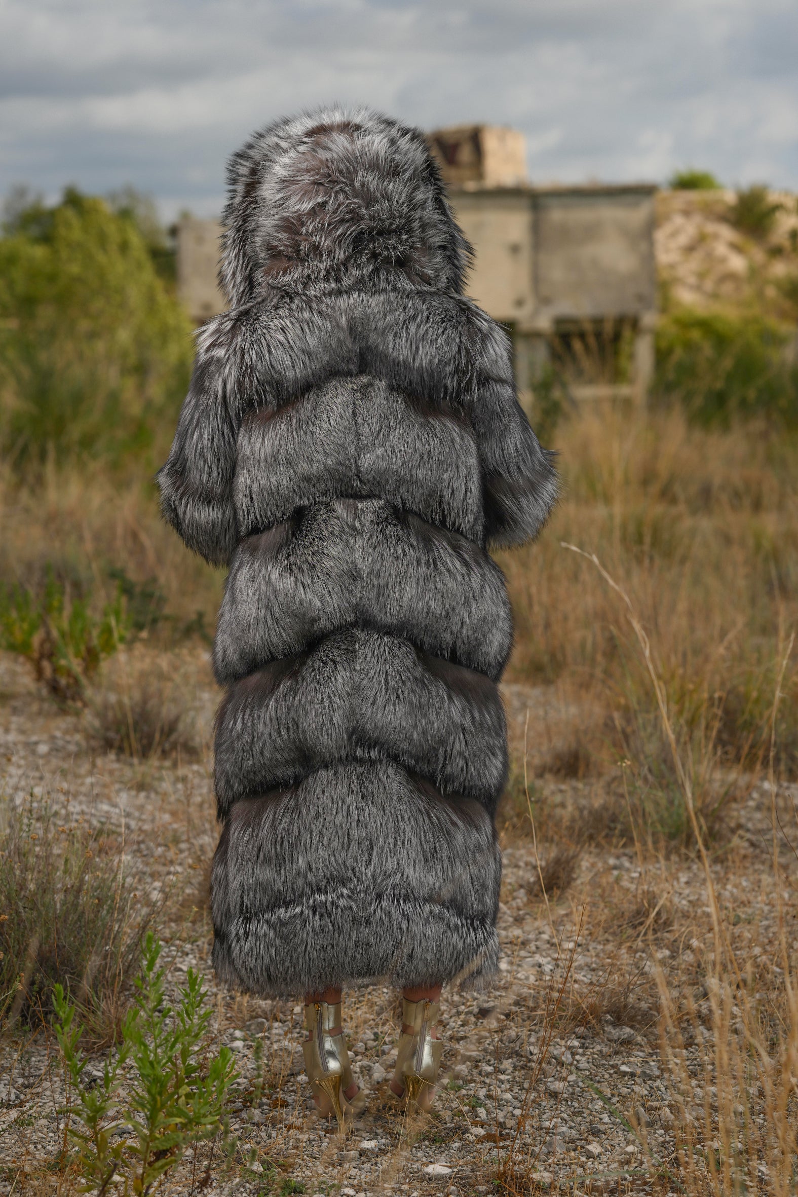 Cappotto in volpe argentata