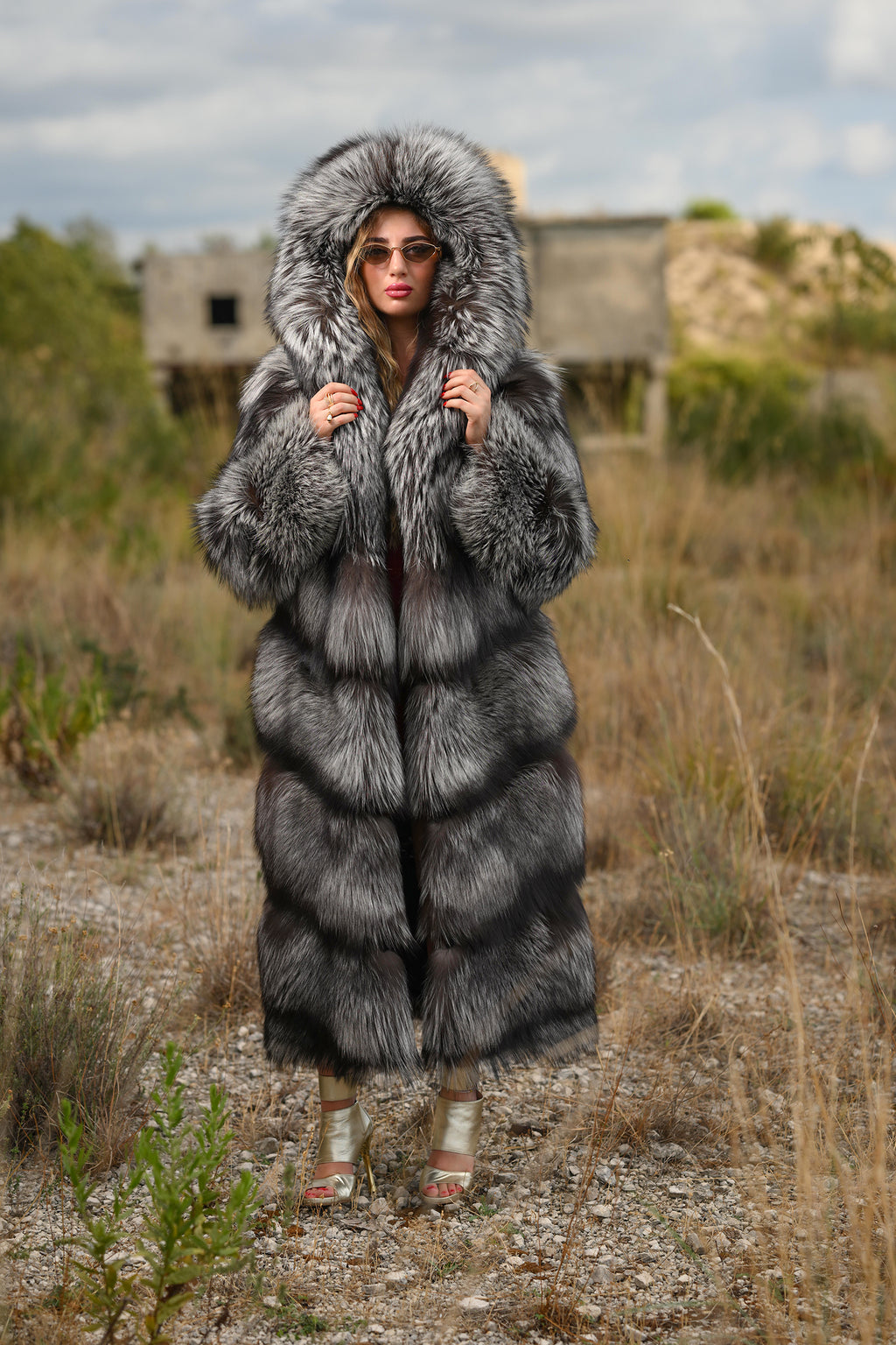 Cappotto in volpe argentata