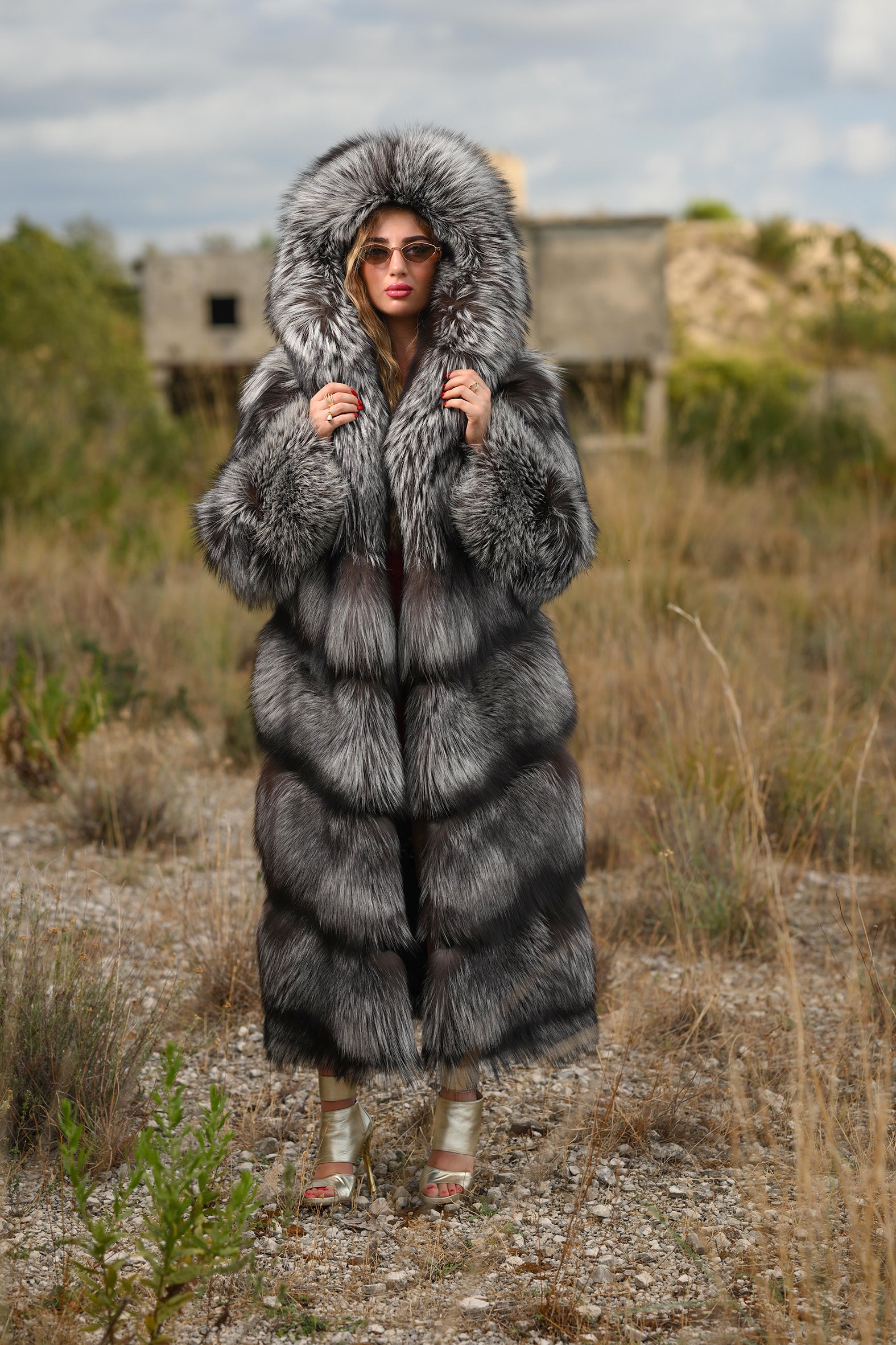 Cappotto in volpe argentata