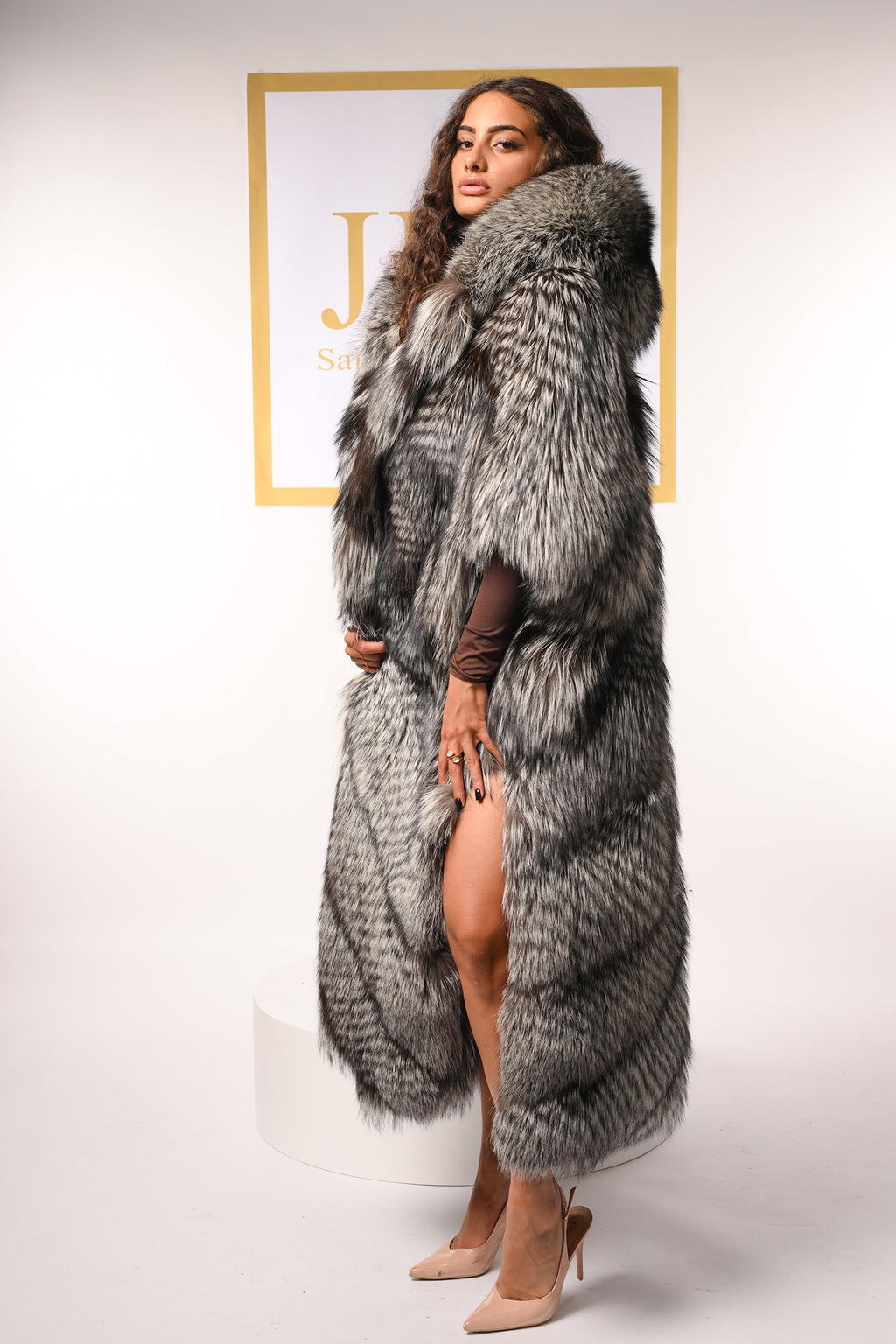 Cappotto in volpe argentata