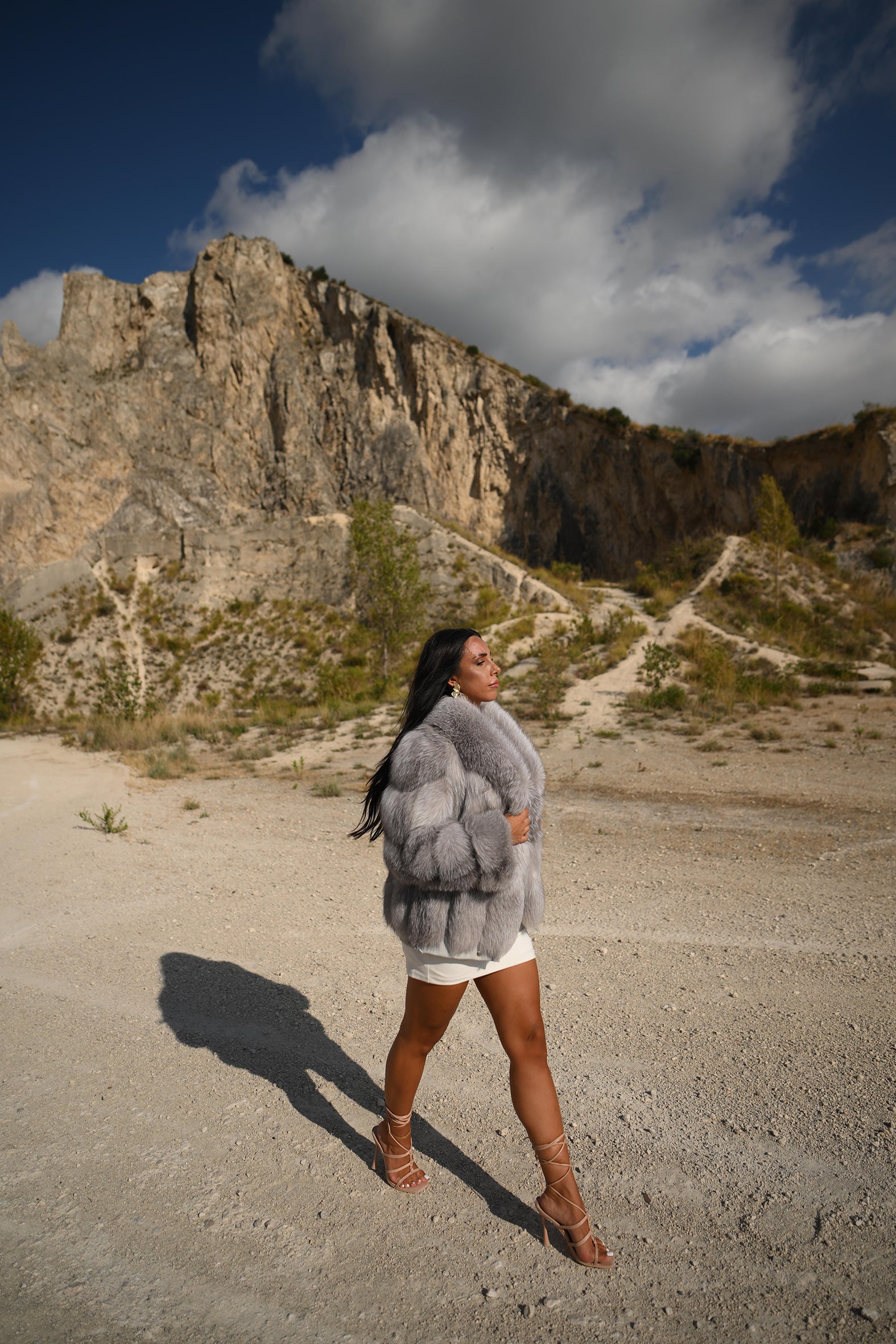 Giacca in volpe sapphire frost