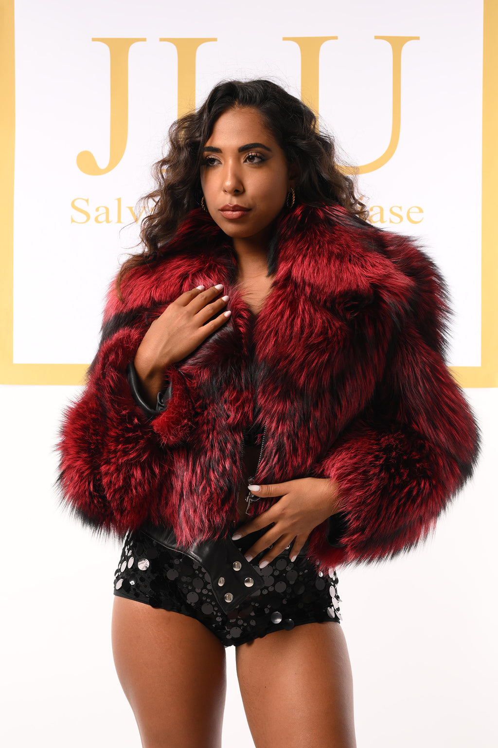 Giacca in volpe argentata