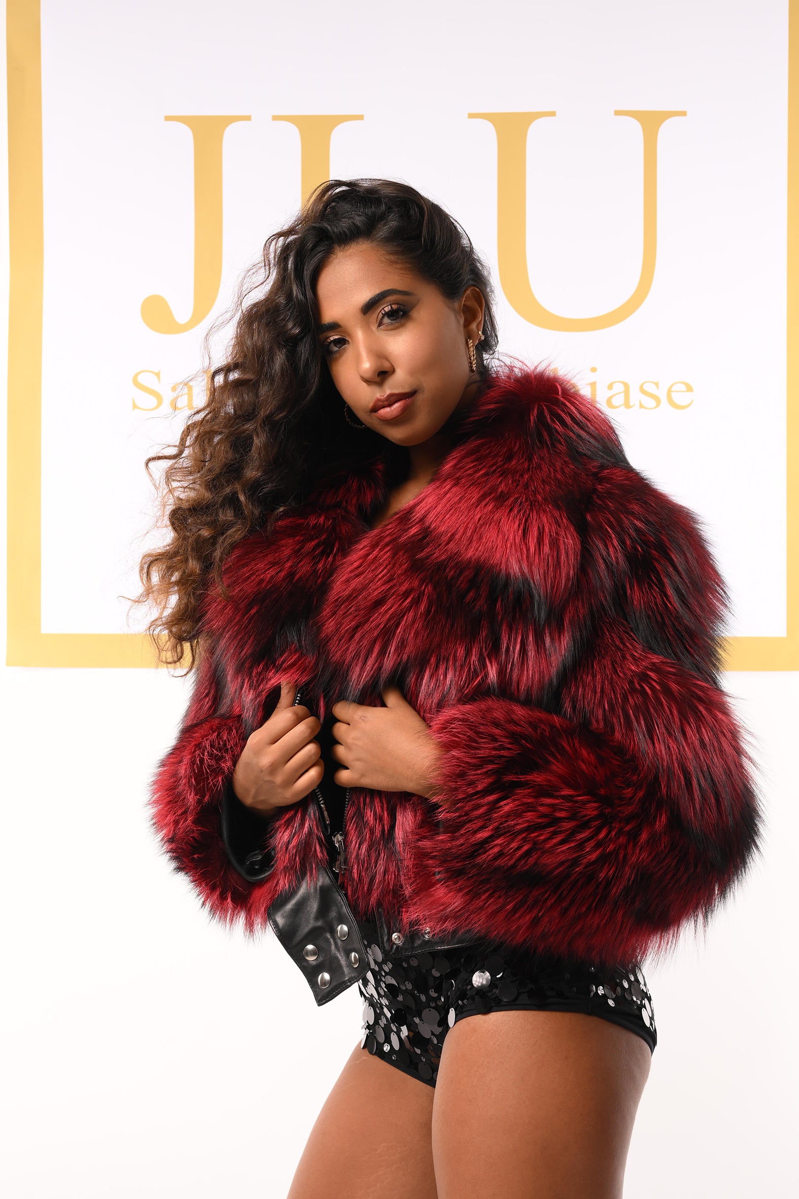 Giacca in volpe argentata