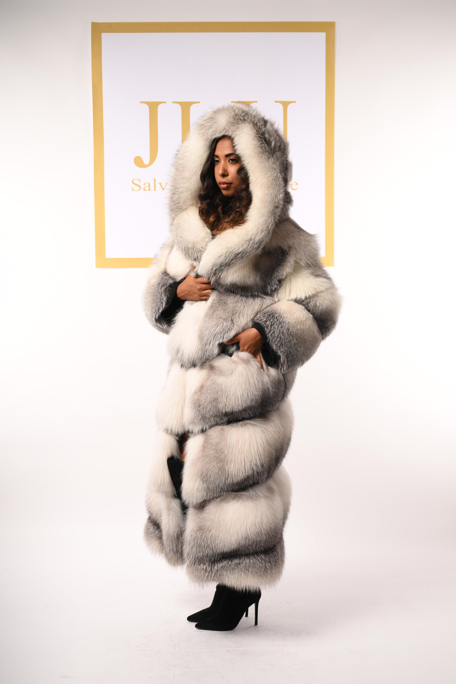 Cappotto in volpe shadow blue frost