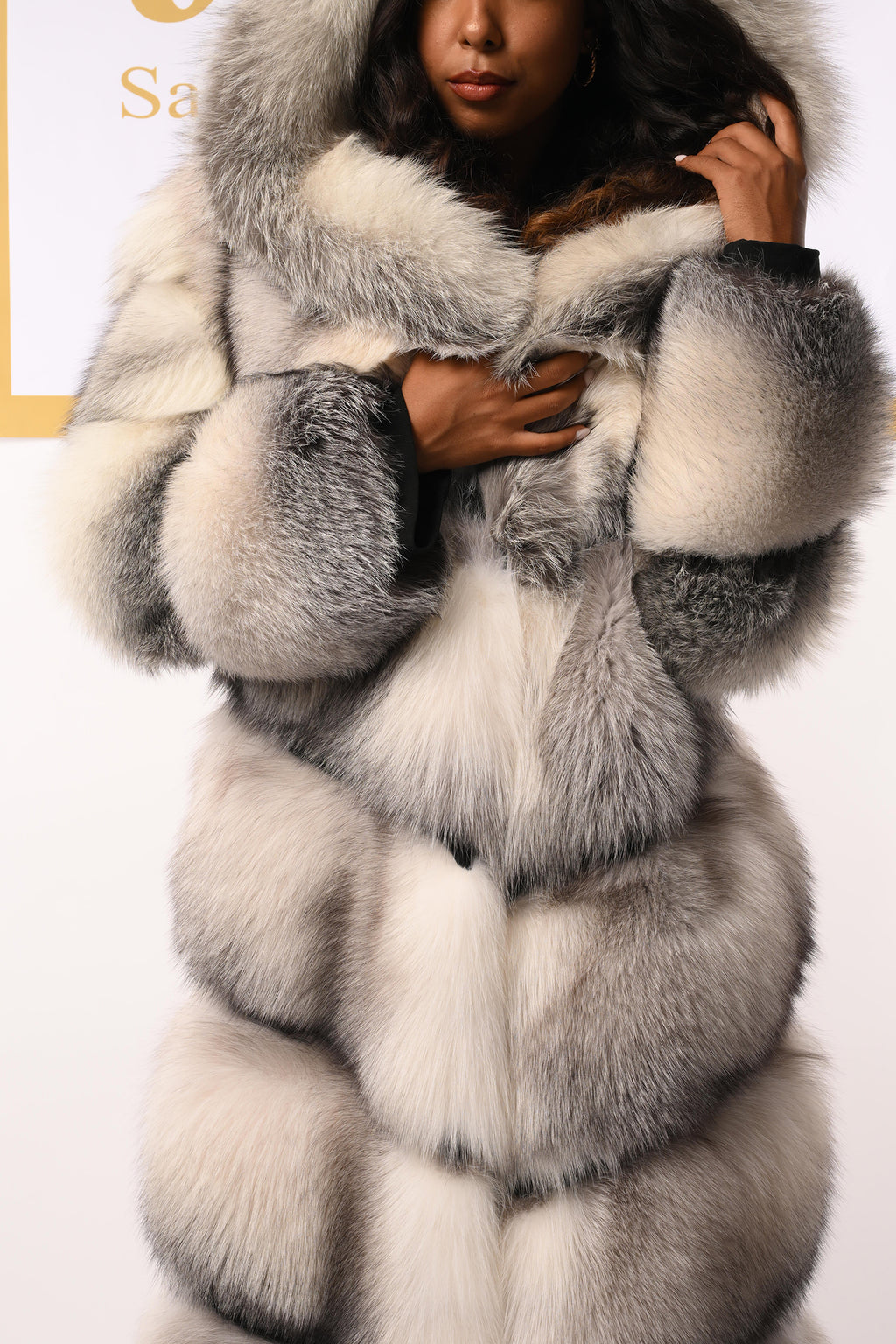 Cappotto in volpe shadow blue frost