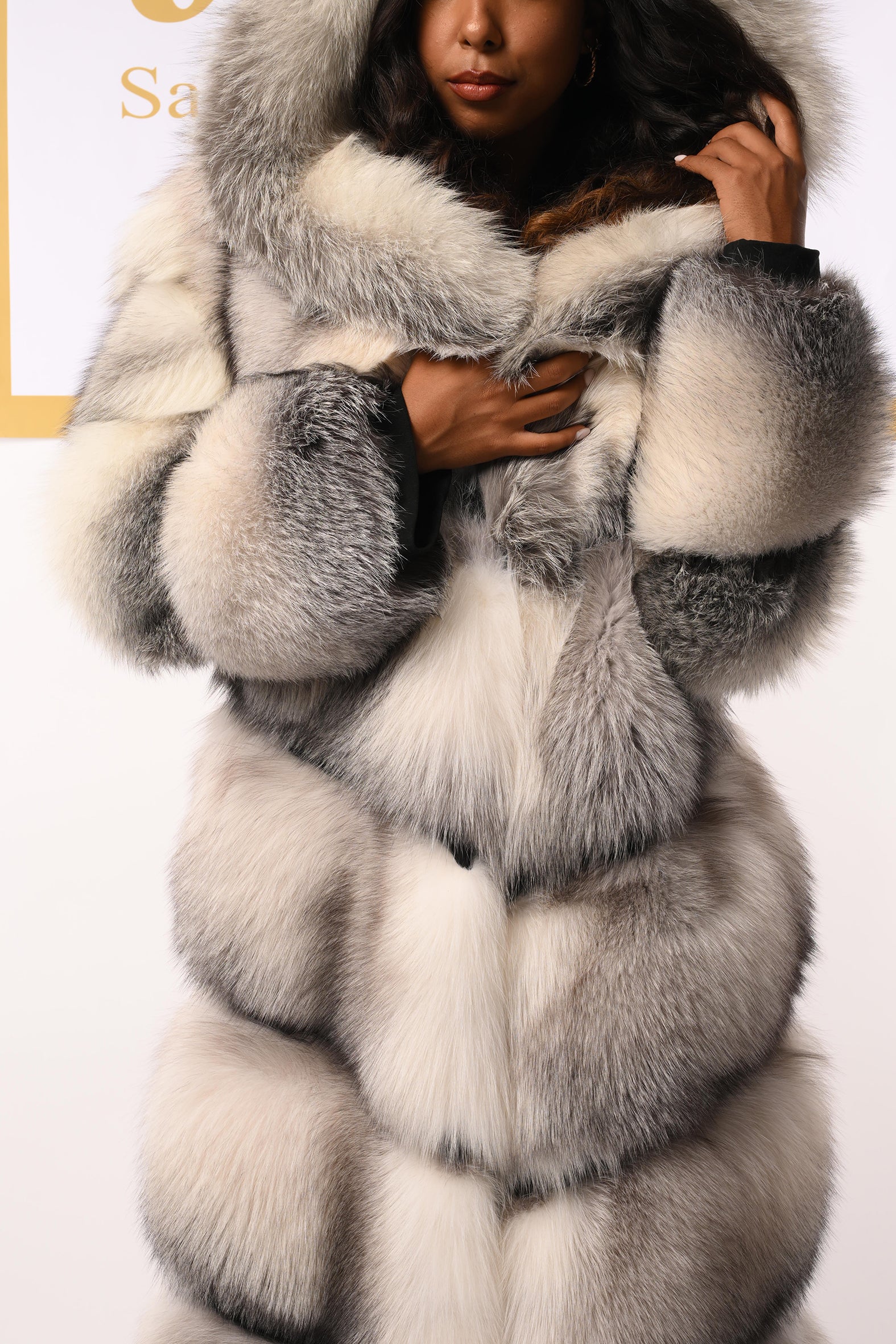 Cappotto in volpe shadow blue frost