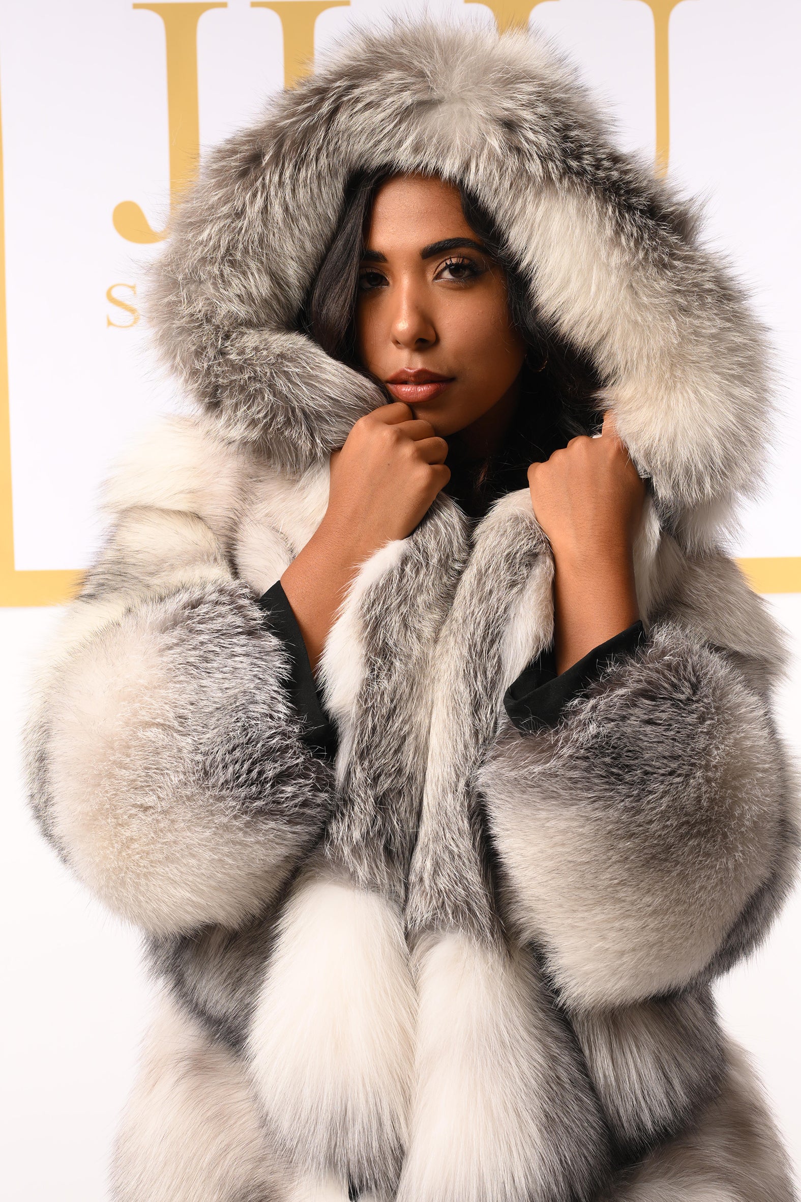 Cappotto in volpe shadow blue frost