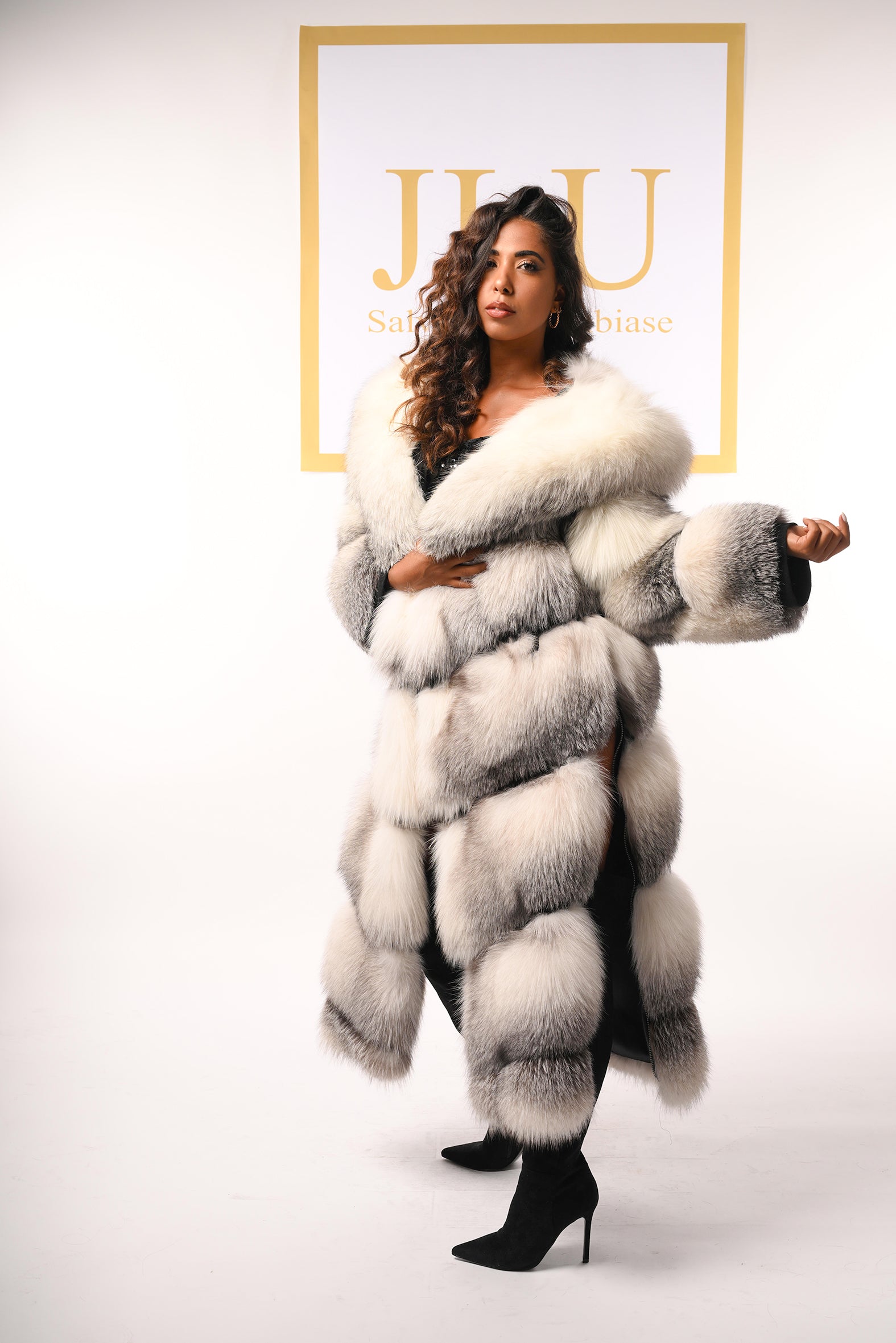 Cappotto in volpe shadow blue frost