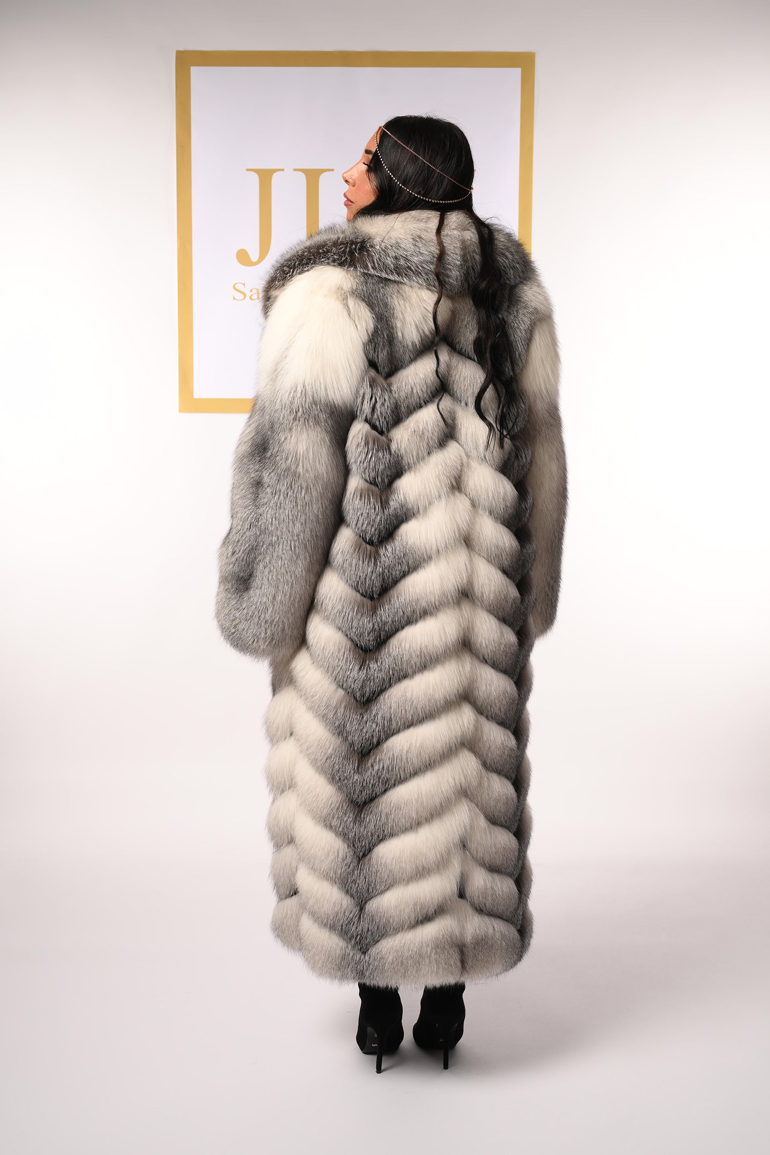 Cappotto in volpe shadow blue frost