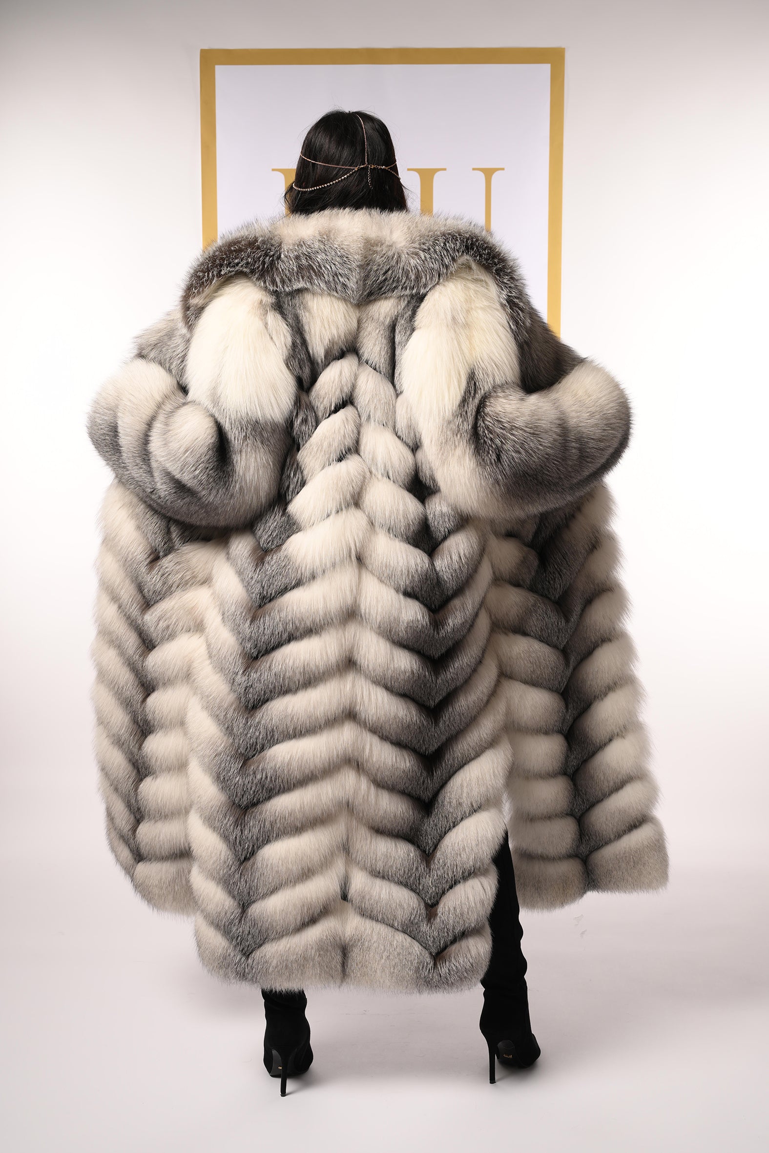 Cappotto in volpe shadow blue frost