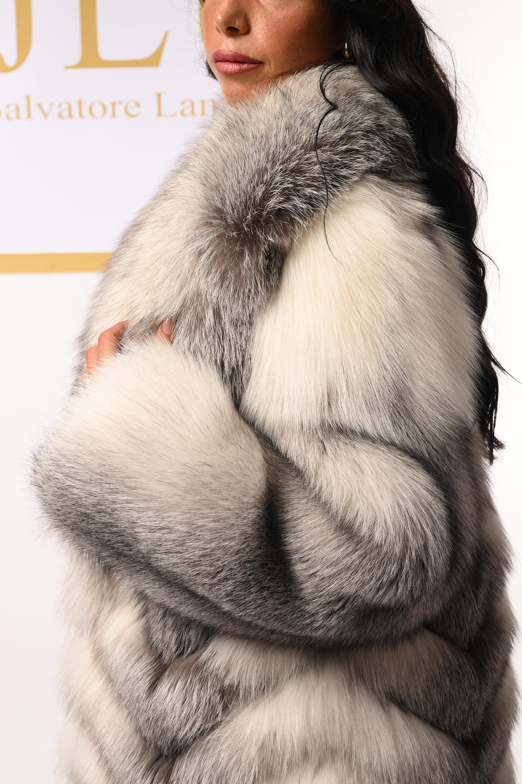 Cappotto in volpe shadow blue frost