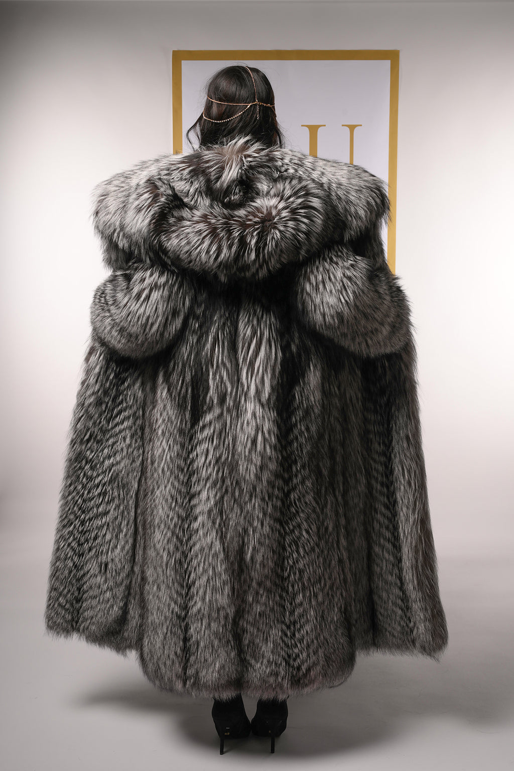 Cappotto in volpe argentata